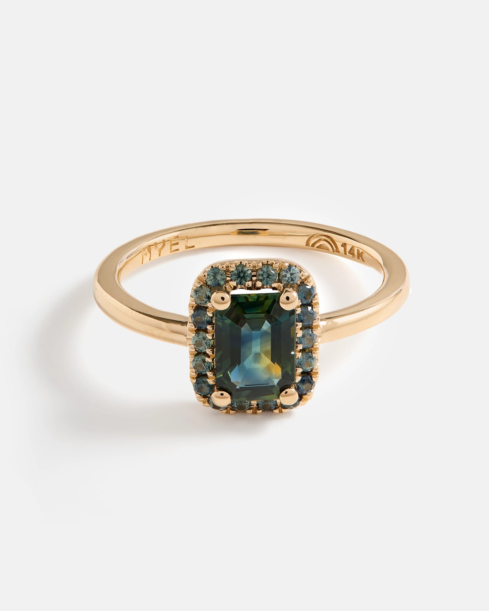 Bague Halo en Or Fairmined avec Saphirs d'Australie