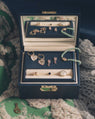 Boîte à Bijoux Faite à la Main en Cuir Bleu Marine