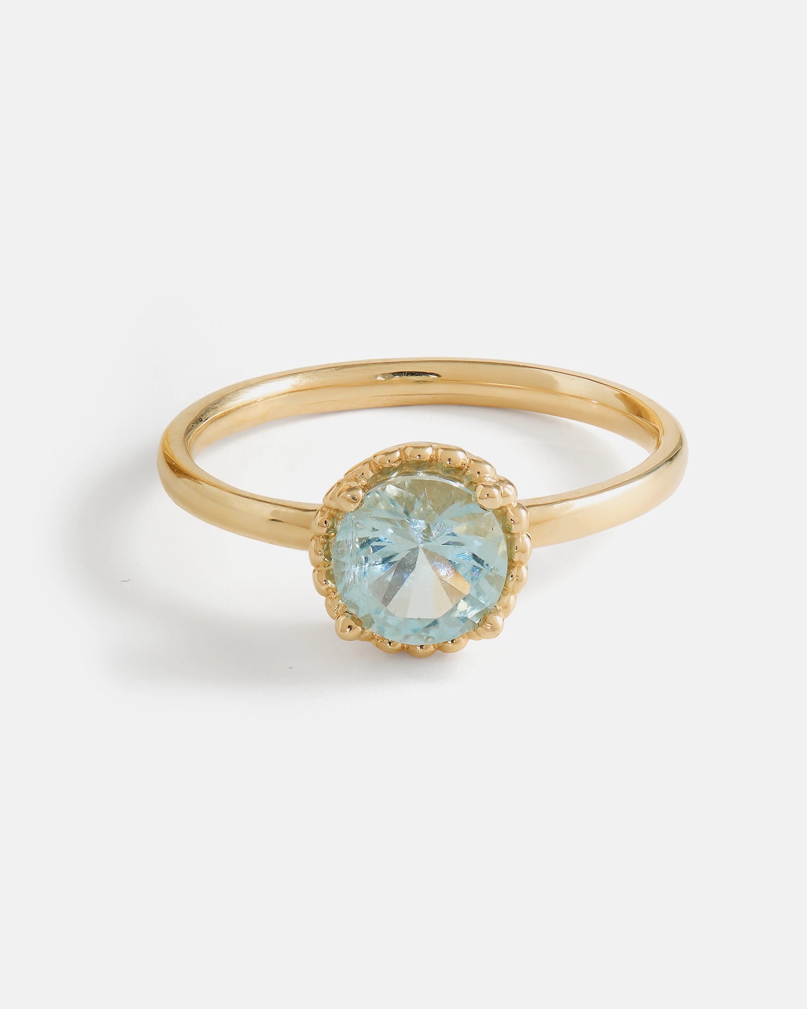 Bague Galatée Rond en Or Jaune 14k avec Aiguemarine Moyo de Tanzanie