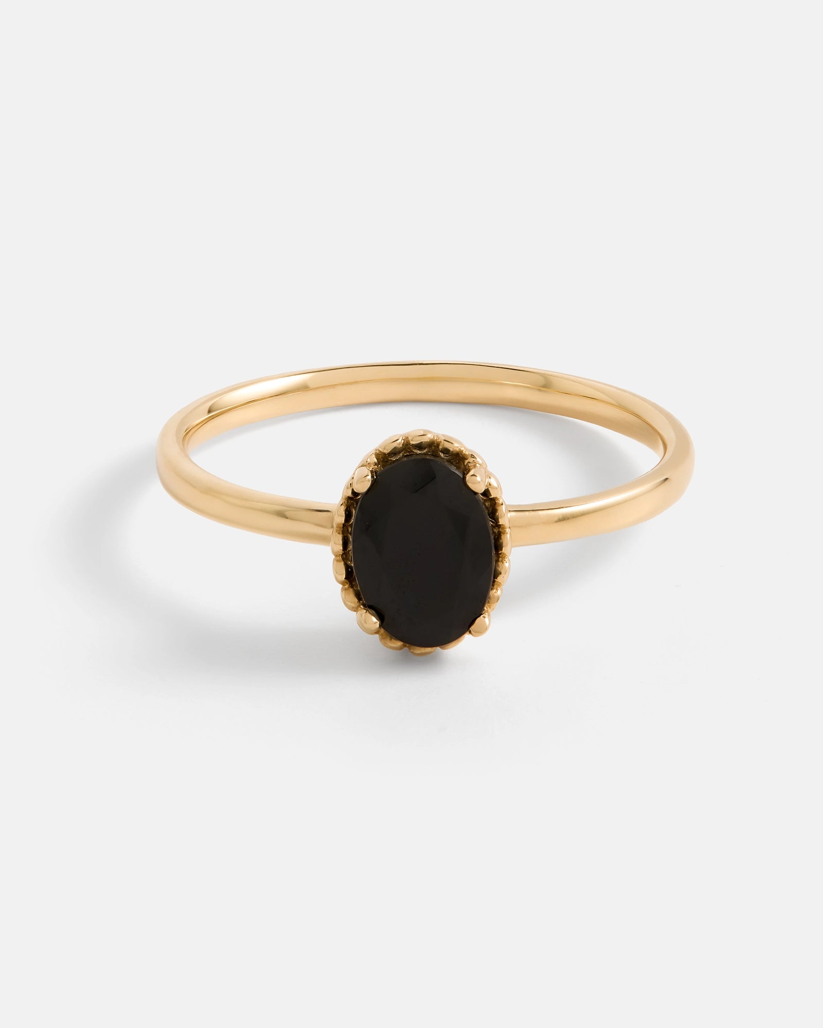 Oval Galatée Ring in 14k Yellow Gold with Black Spinel