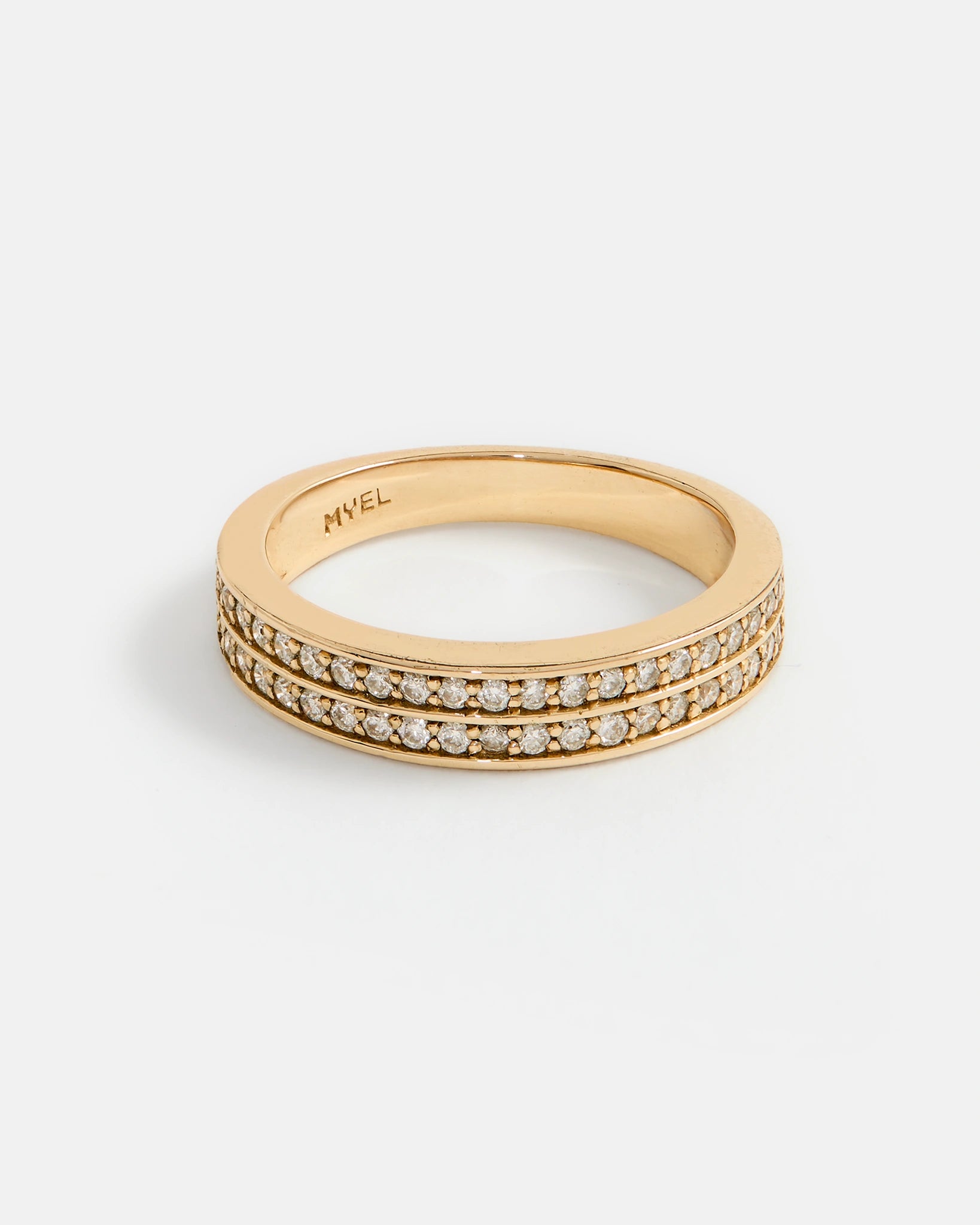 Bague Double Pavé en Or 14k avec Diamants de Laboratoire