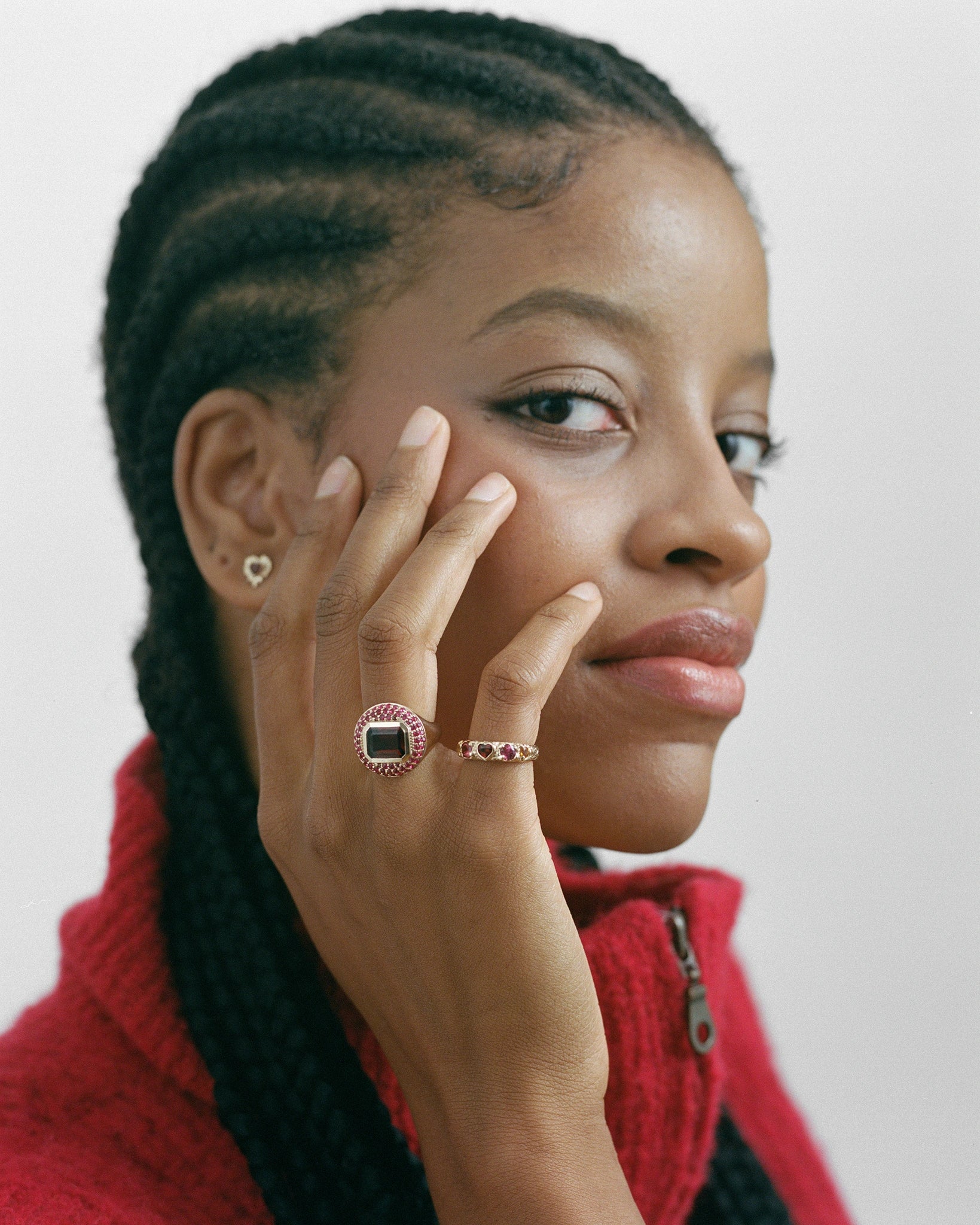 Bague Mona en Or Jaune 14k avec Grenat et Rubis