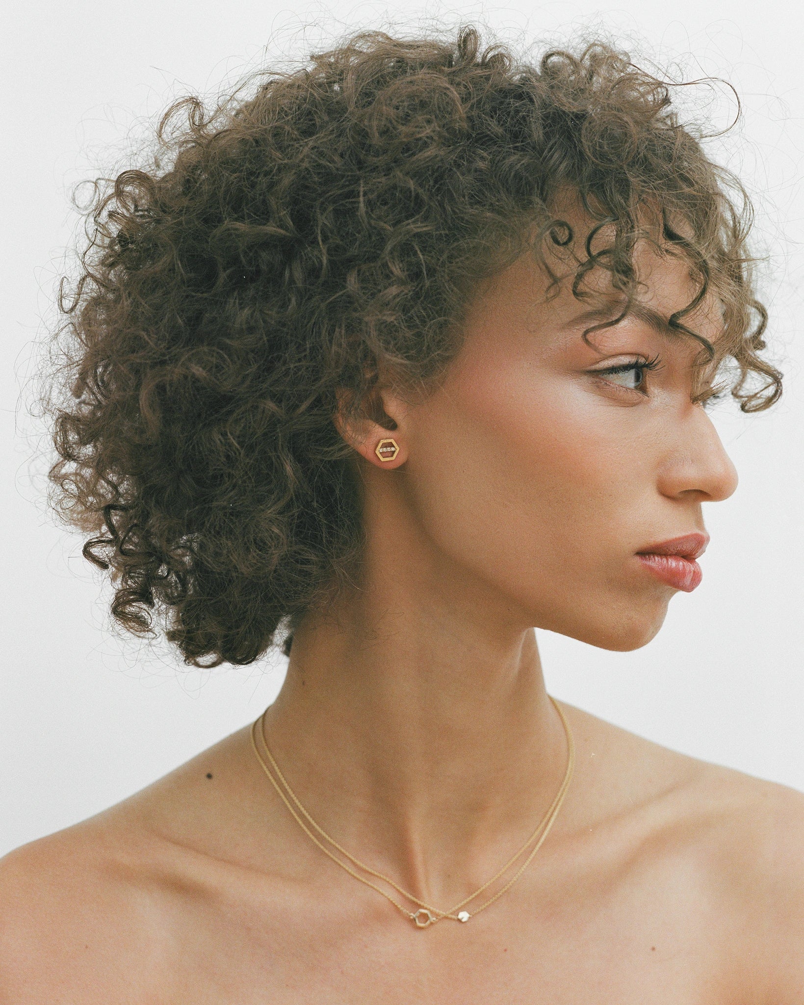 Geo 3 Earrings in 14k Gold with lab grown Diamonds