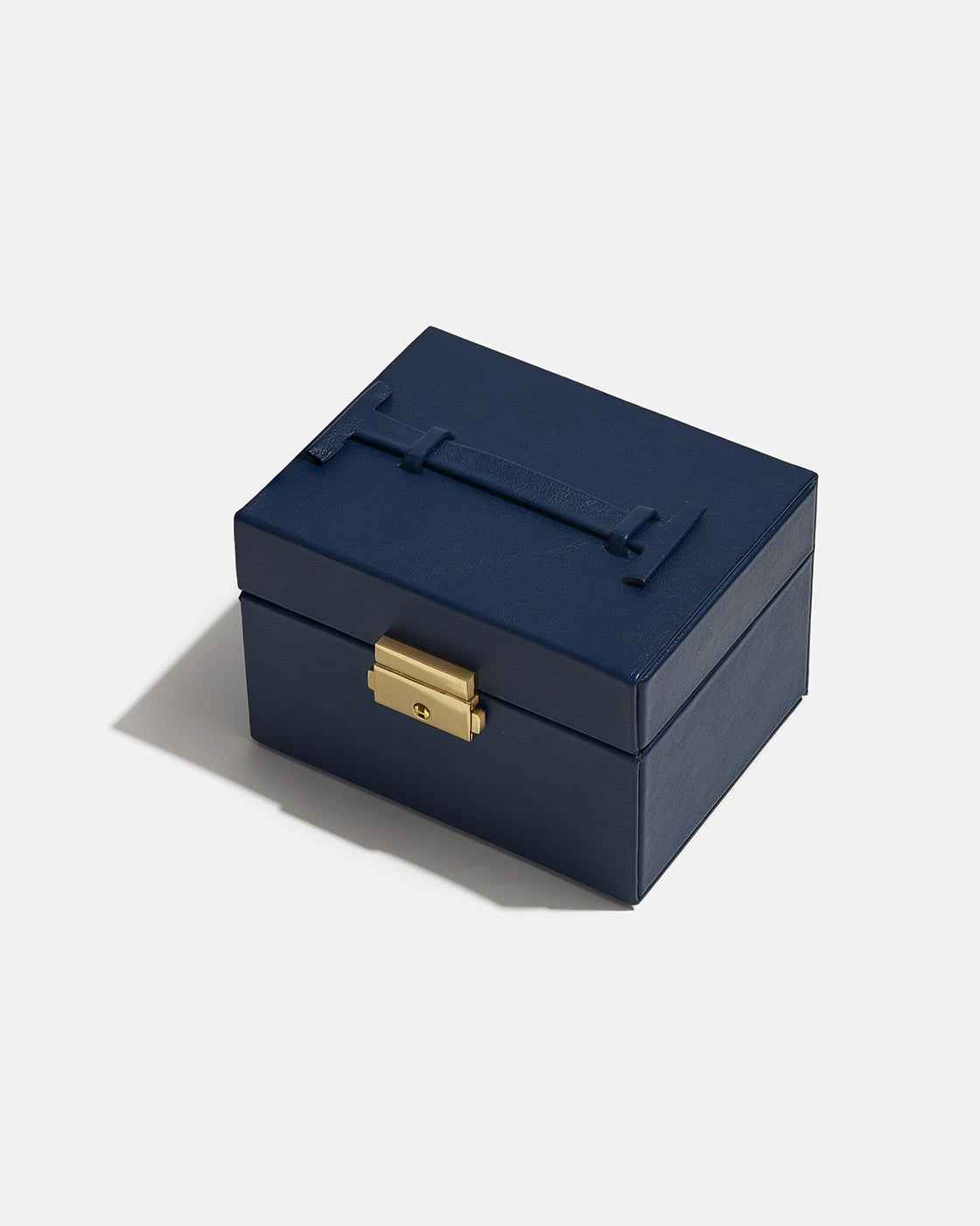 Boîte à Bijoux Faite à la Main en Cuir Bleu Marine