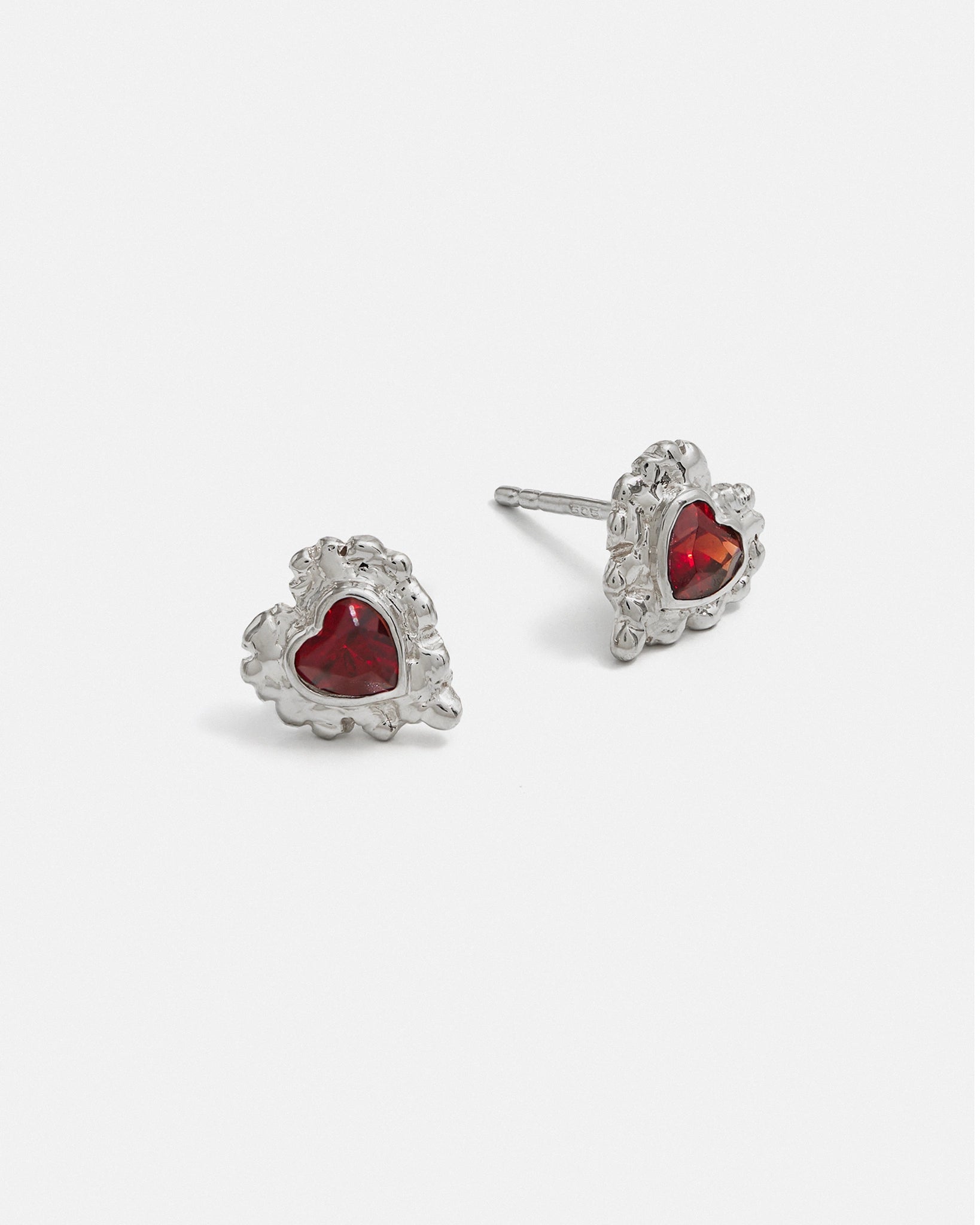 Boucles d'oreilles Coup de Foudre en Argent avec Grenat