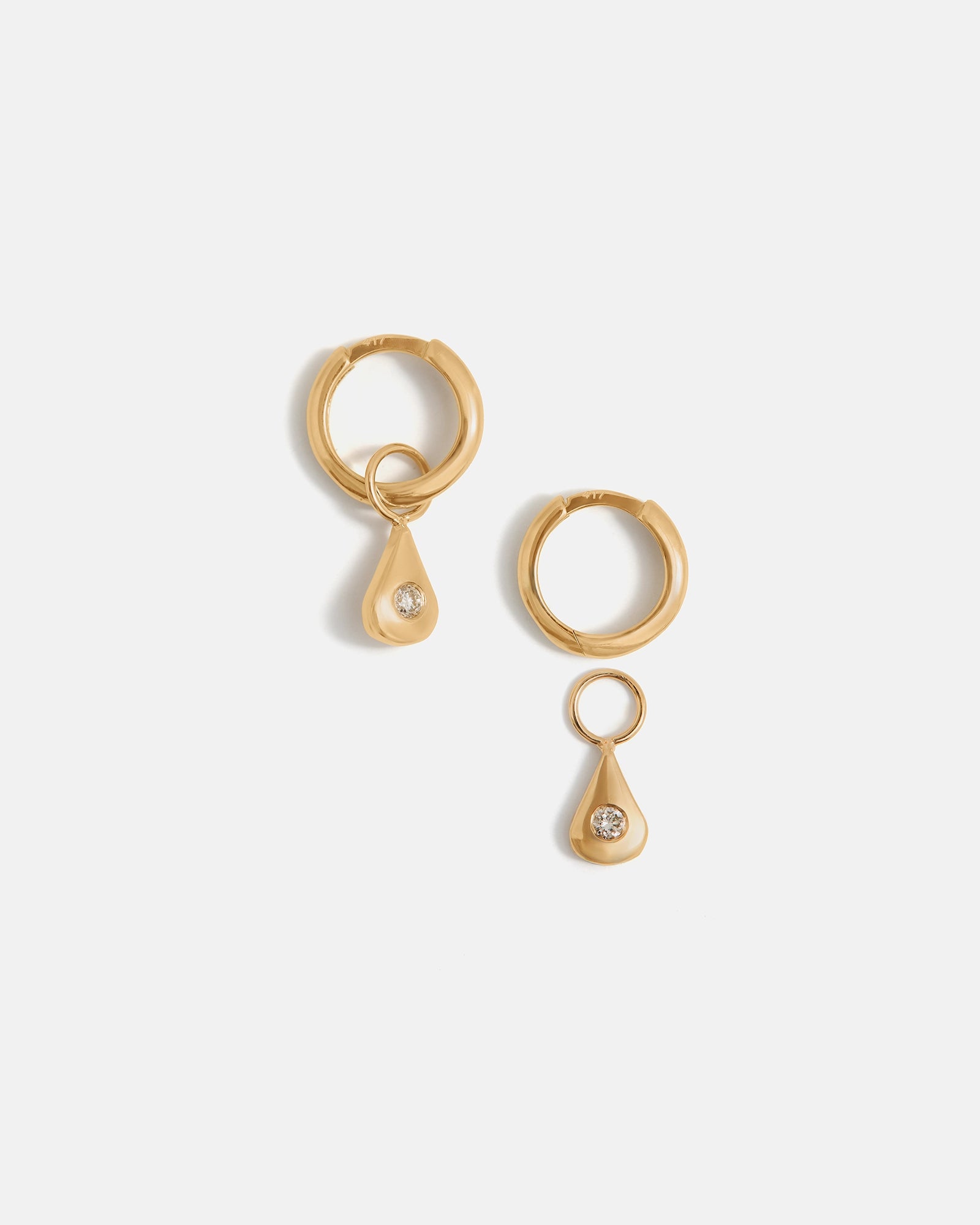Water Drop Charms for Hoops in 14k Gold with Ethical Stone