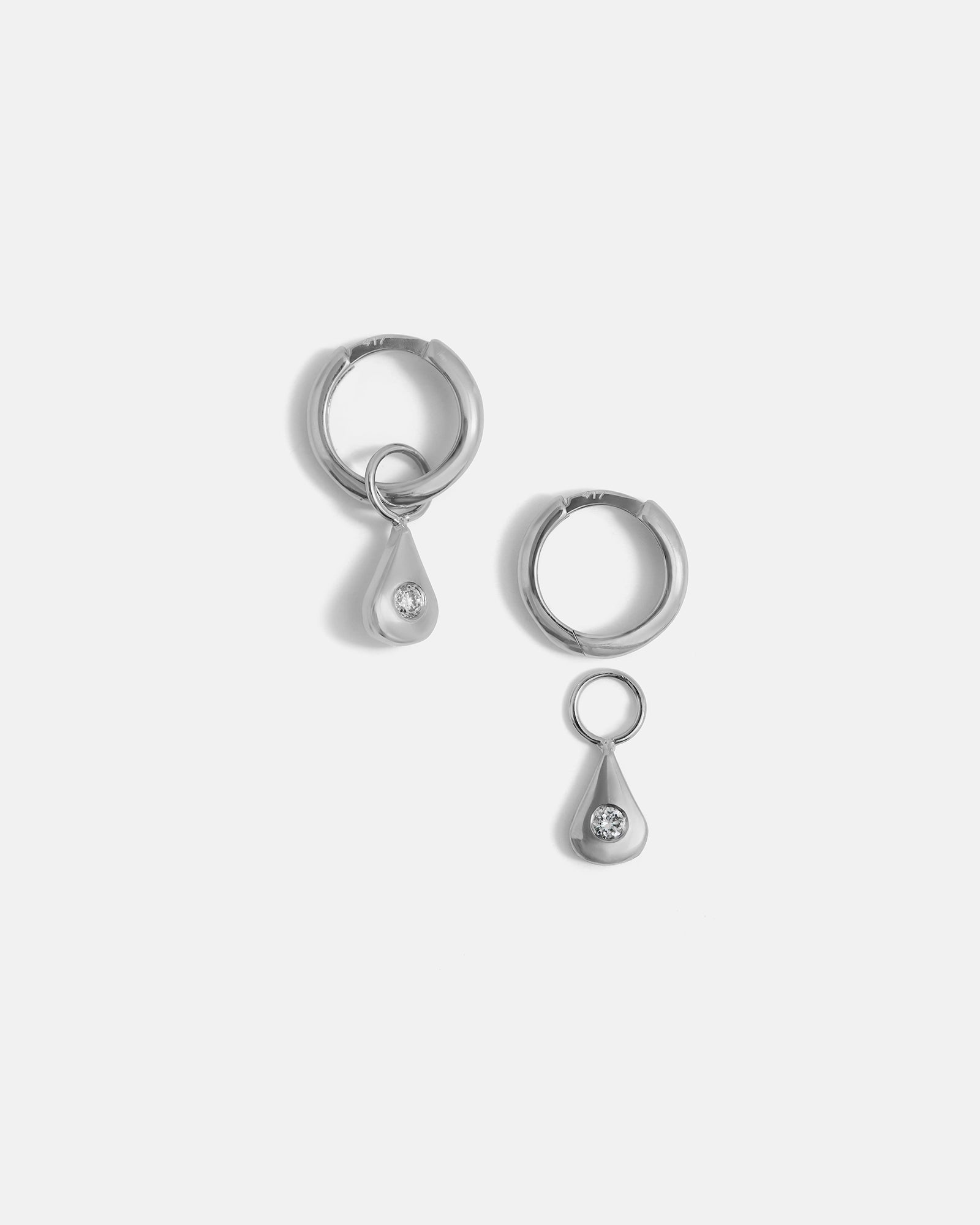 Water Drop Charms for Hoops in Silver with Ethical Stone
