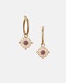 Talisman Earrings in 14K Gold with Purple Chalcedony and Lab Diamonds