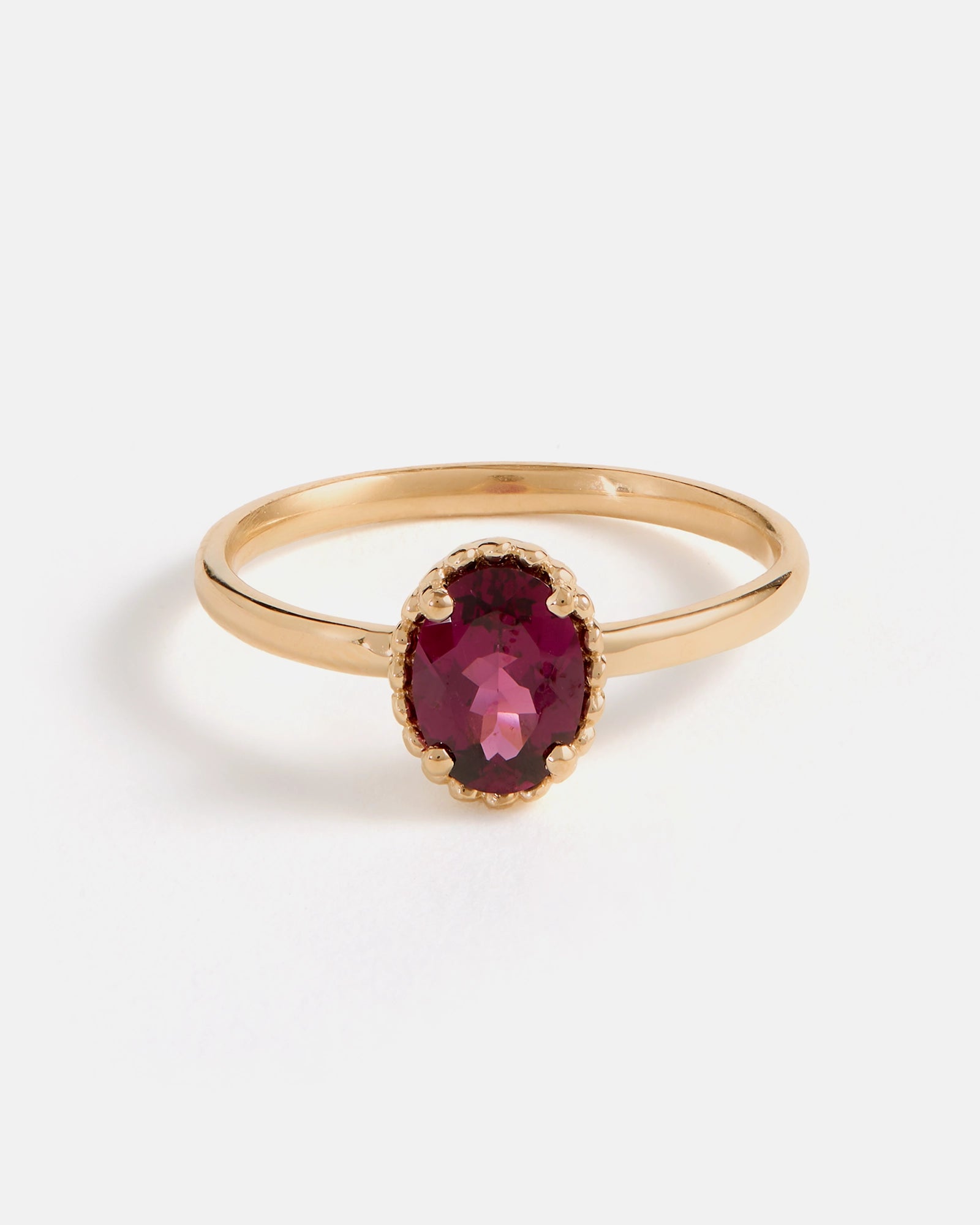 Bague Galatée Ovale en Or Jaune 14k avec Grenat Mauve