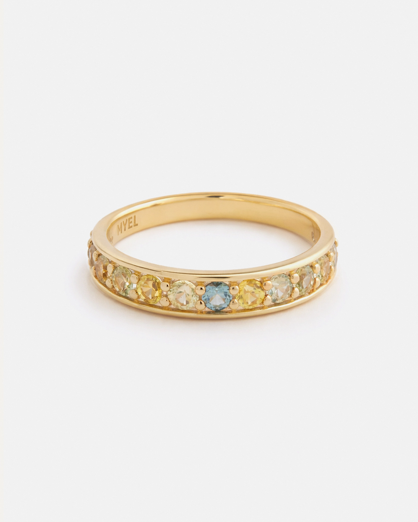 Marie Pavé Sunrise Ring in 14k Yellow Gold with Sapphires