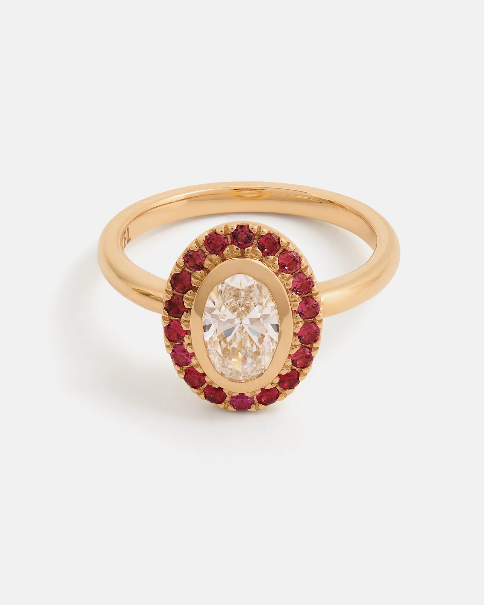 Bague Rétro en Or 14k avec Diamant de Laboratoire et Rubis