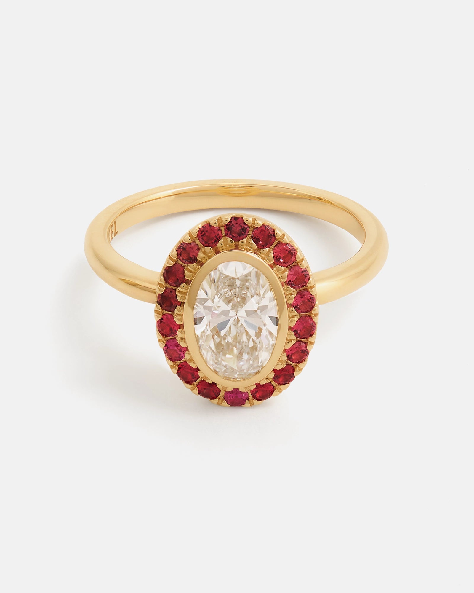Bague Rétro en Or 14k avec Diamant de Laboratoire et Rubis