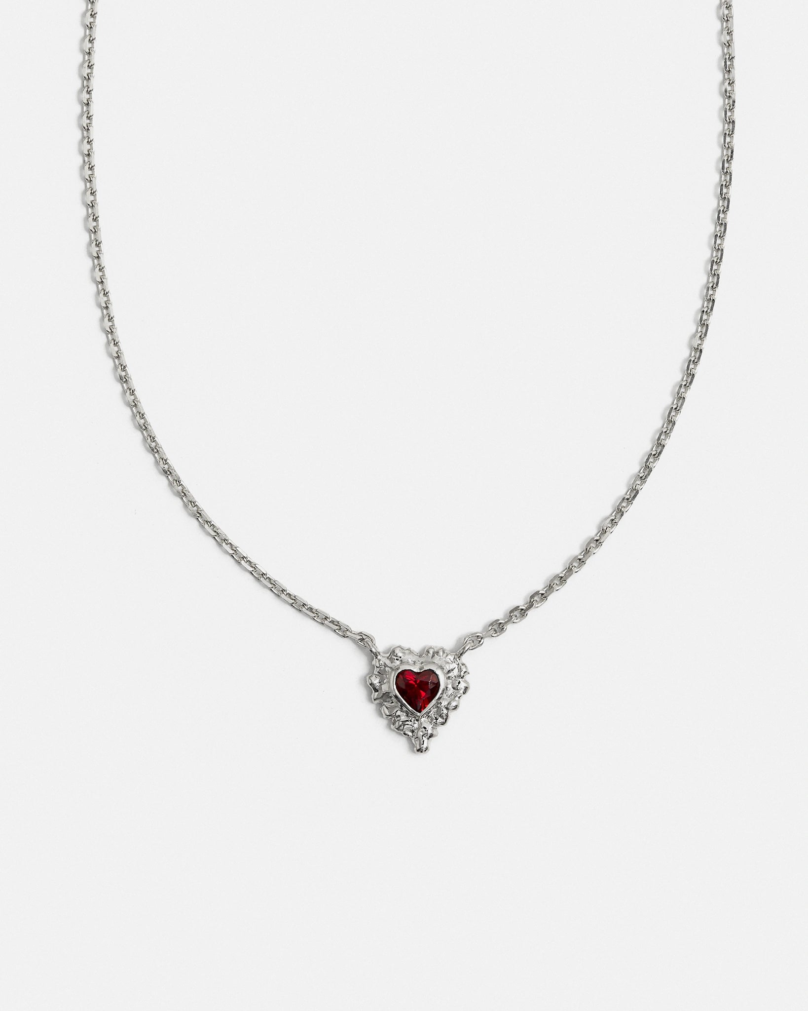 Collier Coup de Foudre en Argent avec Grenat