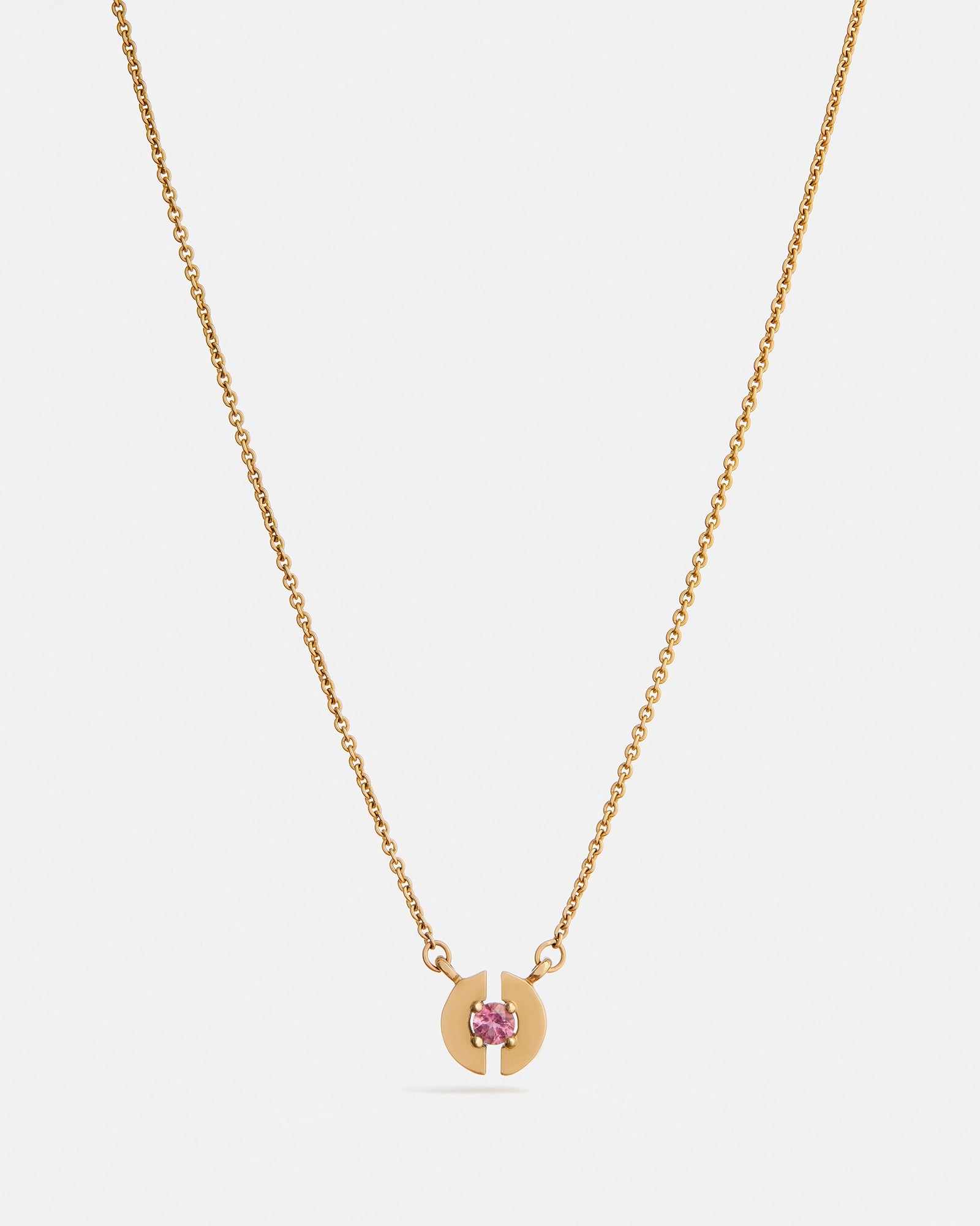 Stein Necklace in 14k Yellow Gold with Pink Tourmaline