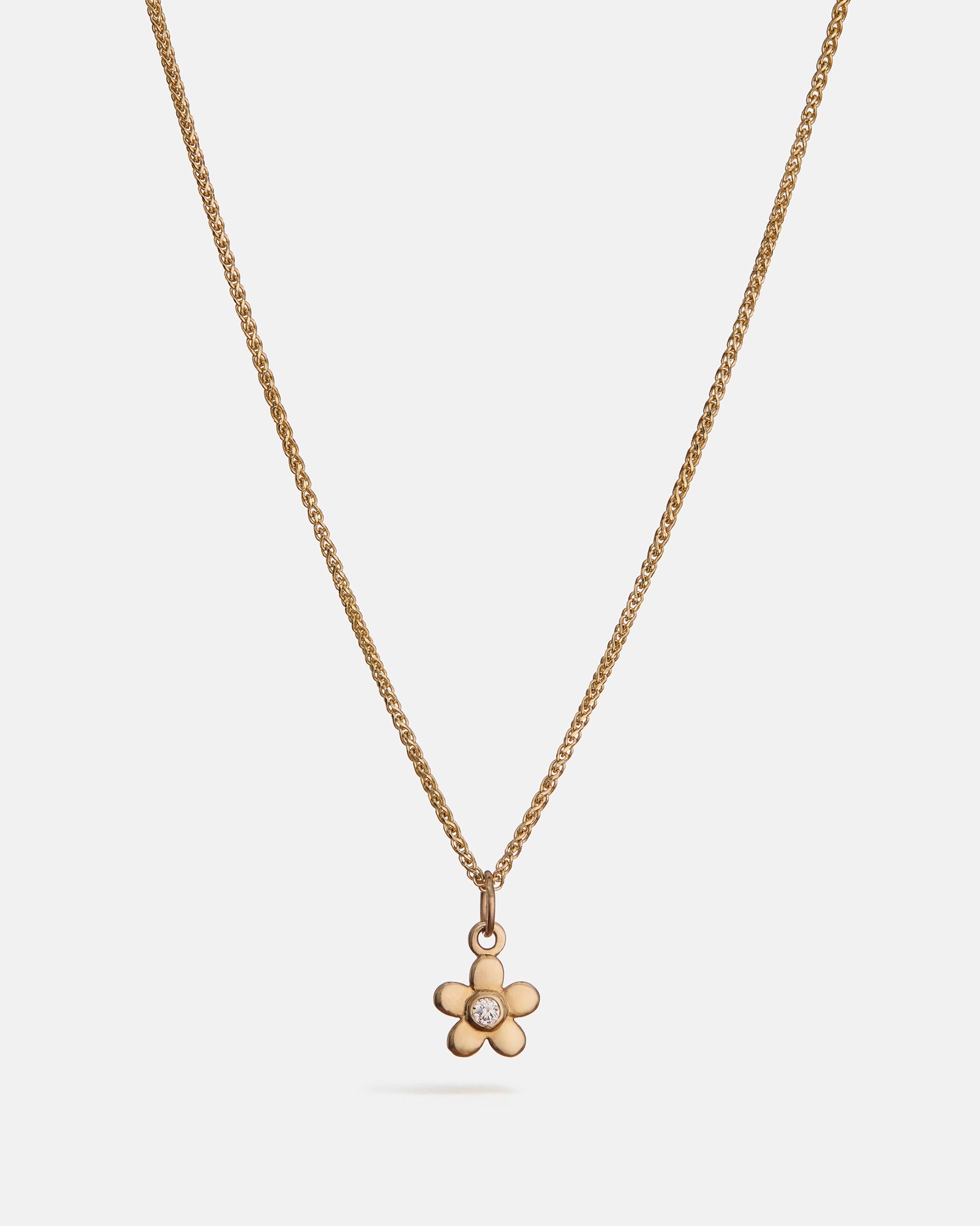 Pendentif Fleur en Or Jaune et Diamant de Laboratoire