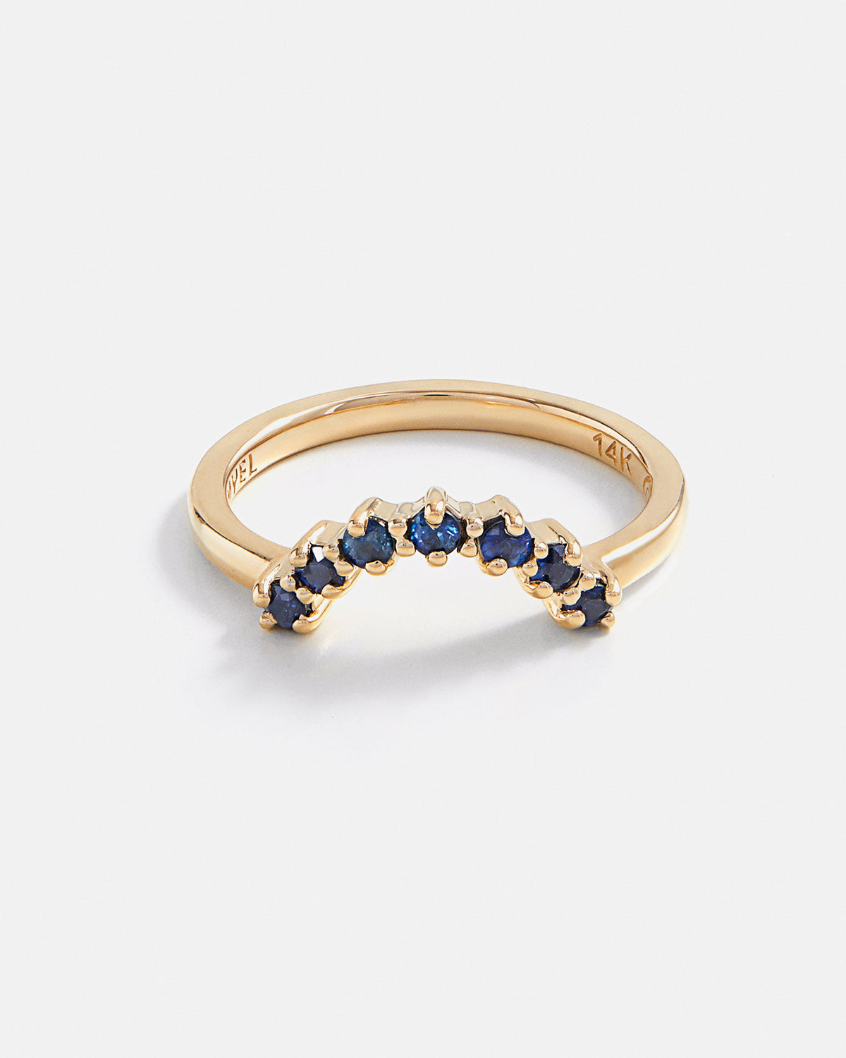 Jonc Incurvé en Or Fairmined 14k avec Saphirs d'Australie