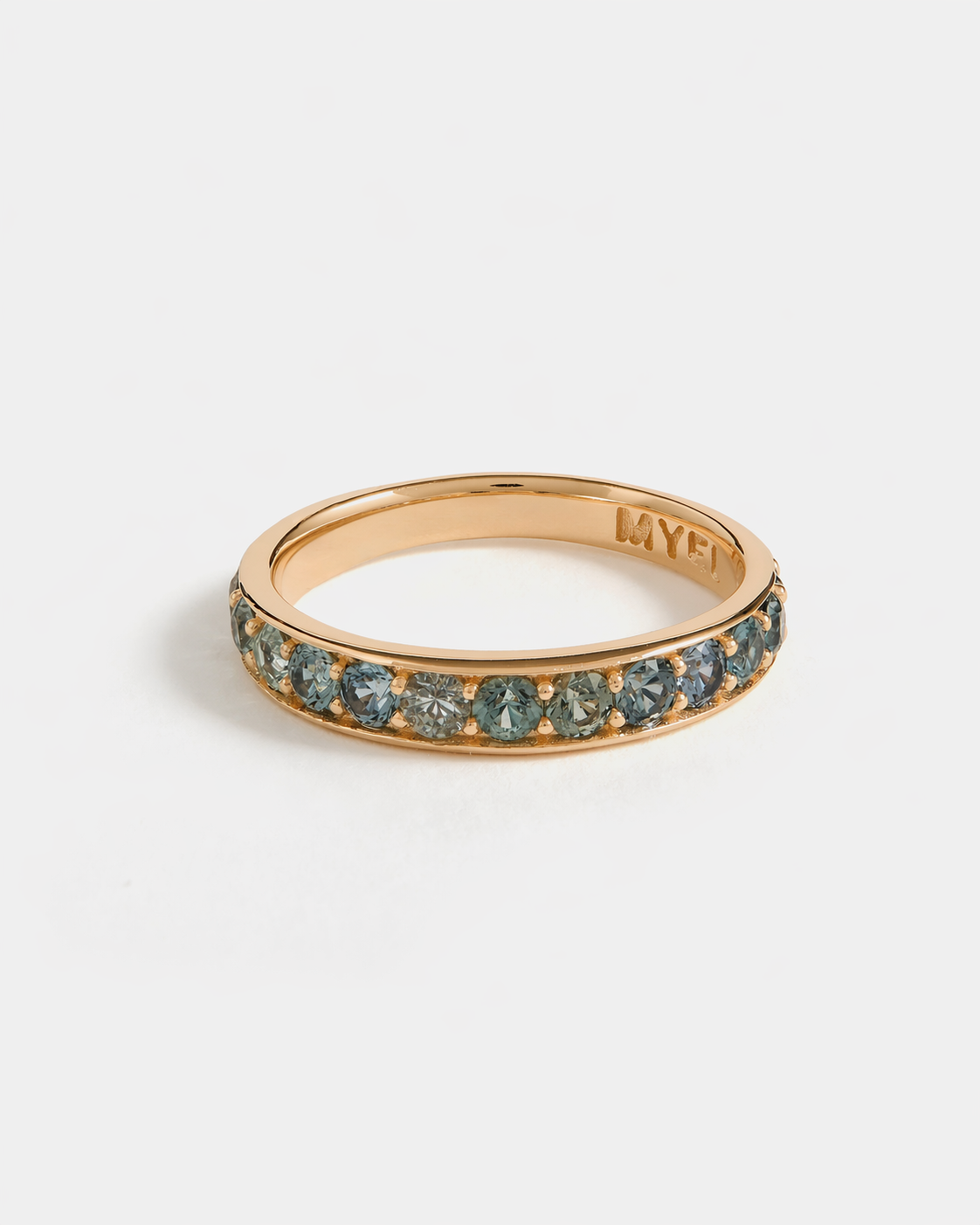 Bague Marie Pavé en Or Jaune 14k avec Saphirs d'Australie