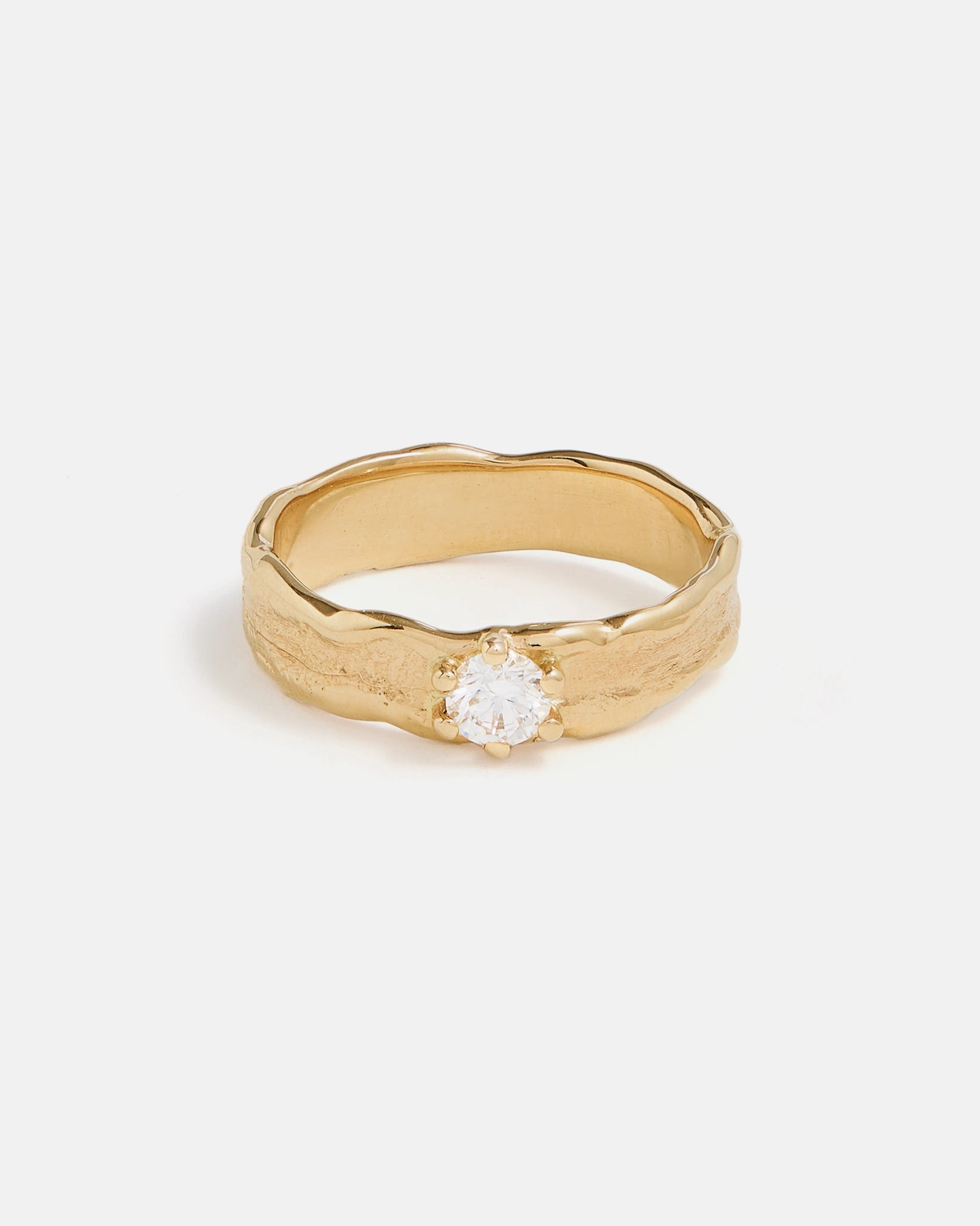 Wide Forge Band in 14k Gold with 4mm Lab-Grown Diamond