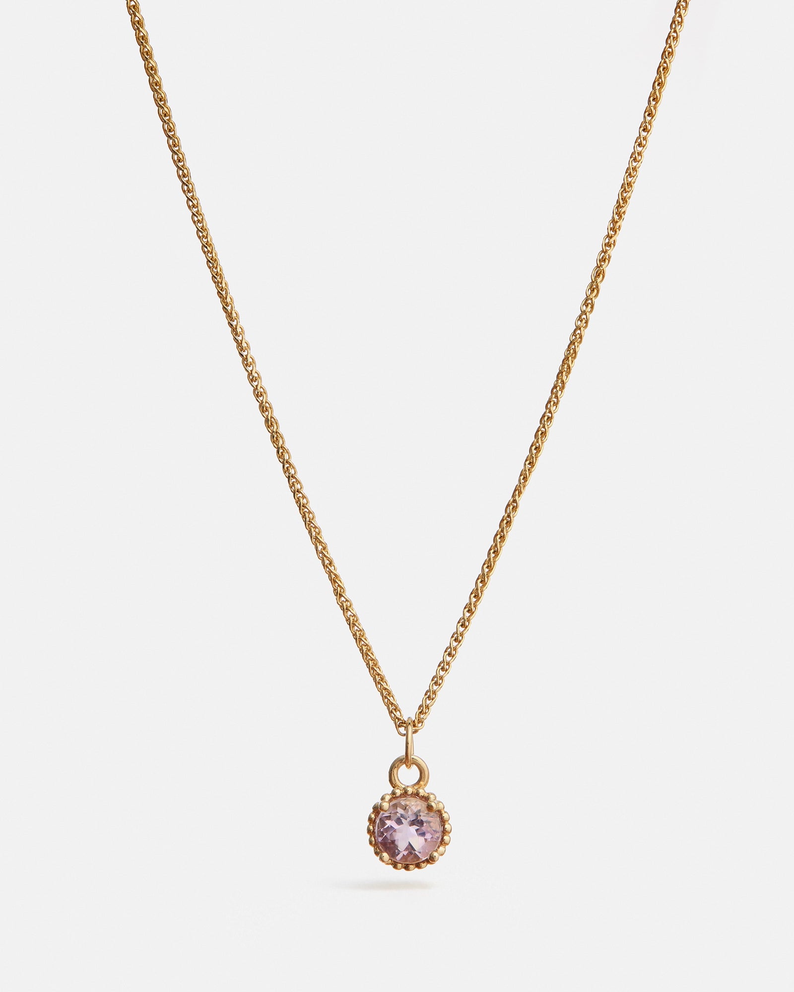Pendentif Rond Galatée en Or Jaune 14k avec Améthyste