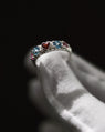 Bague Coup de Foudre en Argent avec Grenat, Aigue-marine et Tourmaline
