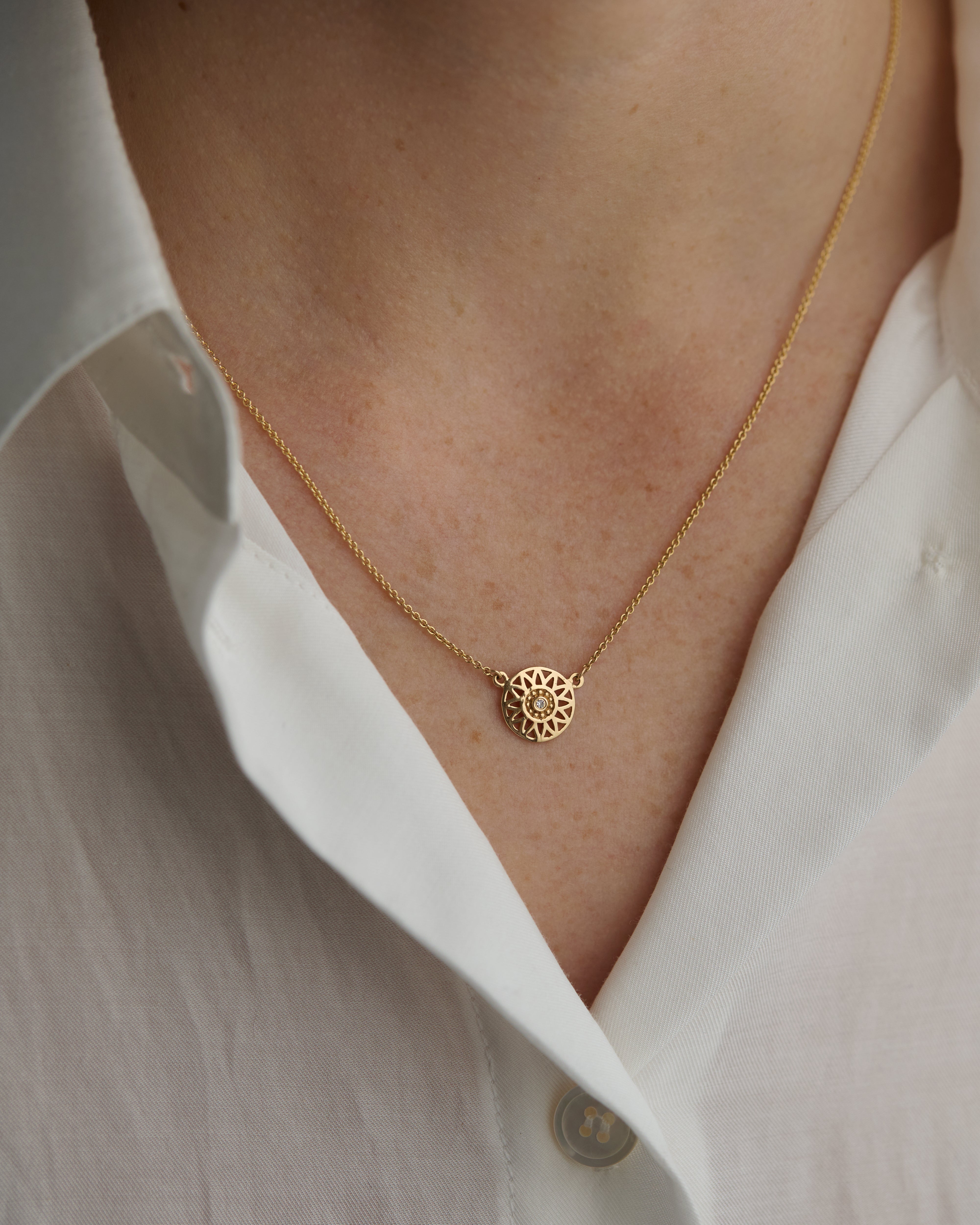 Collier Hélios en Or 14k avec Diamant de Laboratoire