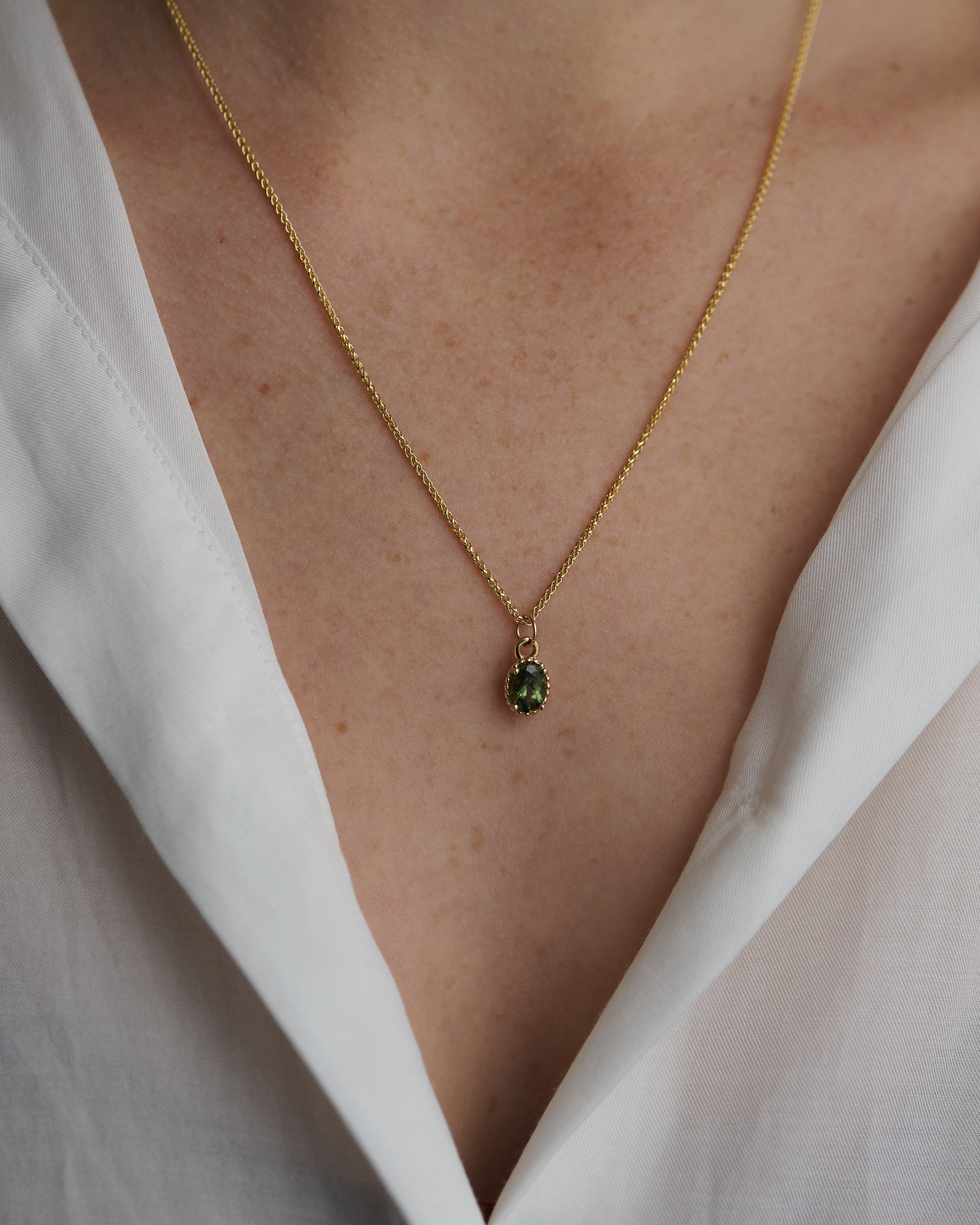 Pendentif Rond Galatée en Or Jaune 14k avec Tashmarine Verte