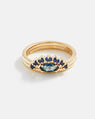 Bague Marquise Décentrée en Or Fairmined 14K et Jonc Incurvé avec Saphirs d'Australie