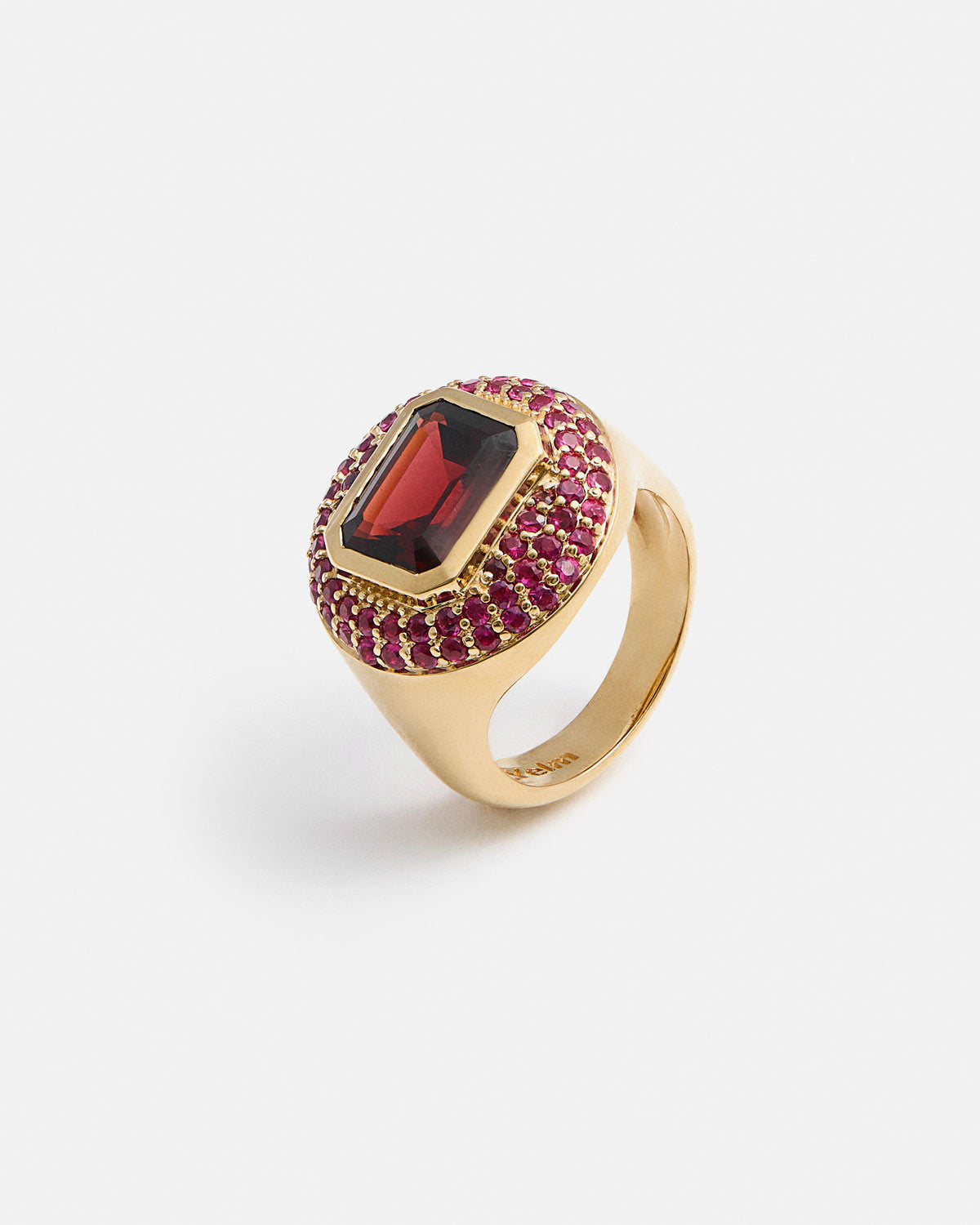 Bague Mona en Or Jaune 14k avec Grenat et Rubis