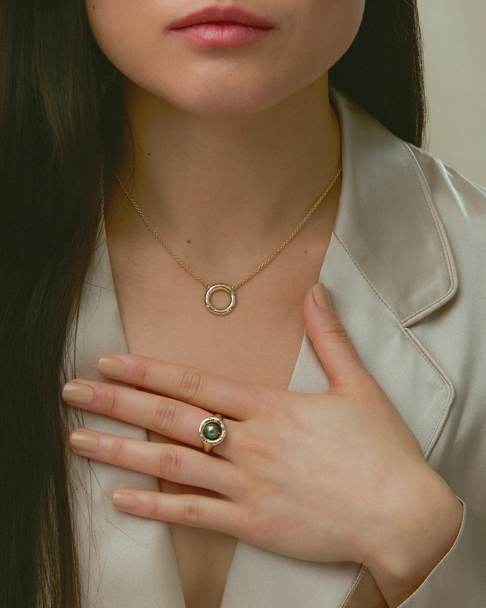 Celeste Ring in 14k Fairmined Gold with Tahitian Pearl