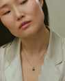 Hexagonal Montana Sapphire Pendant in Fairmined 14K Yellow Gold adorned with lab-grown diamonds.