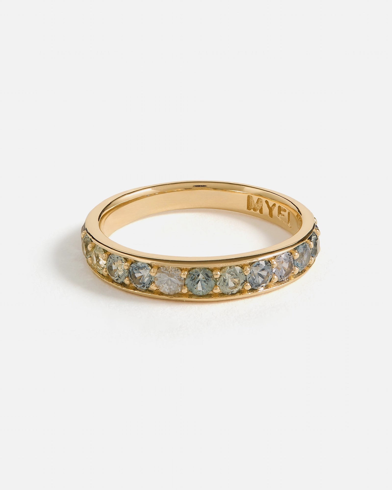 Marie Pavé Ring in 14k Yellow Gold with Montana Sapphires
