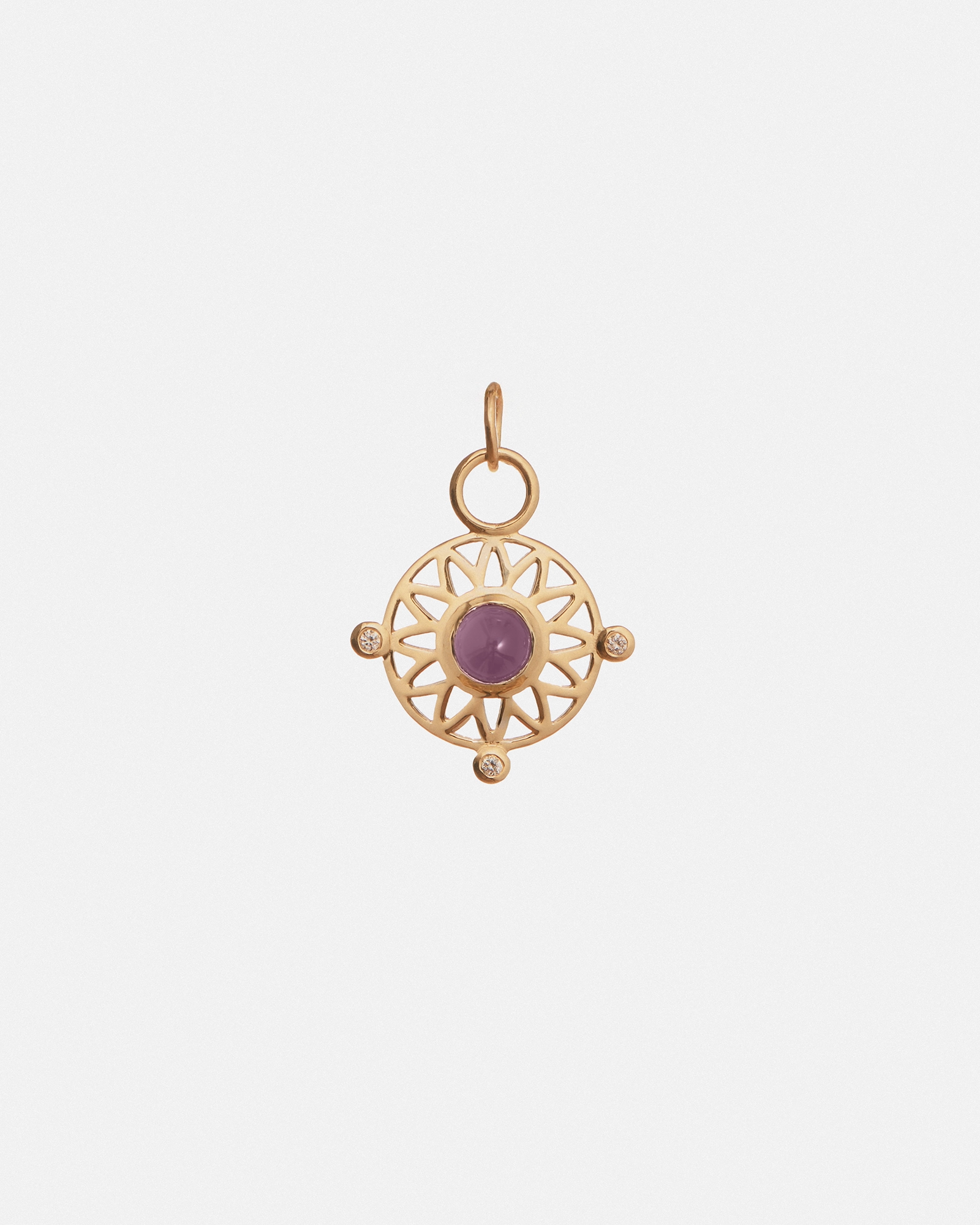 Pendentif Talisman en or 14k avec calcédoine et diamants de laboratoire