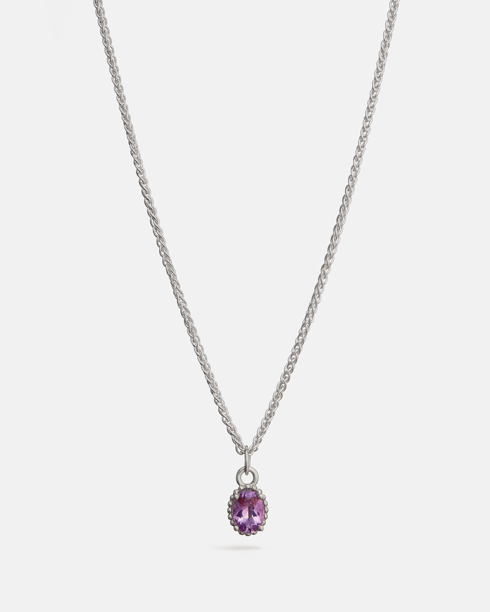 Pendentif Ovale Galatée en Argent avec Améthyste