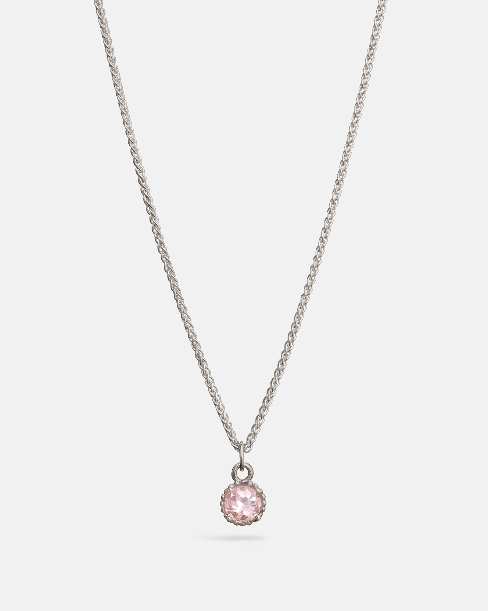 Pendentif Rond Galatée en Argent avec Morganite
