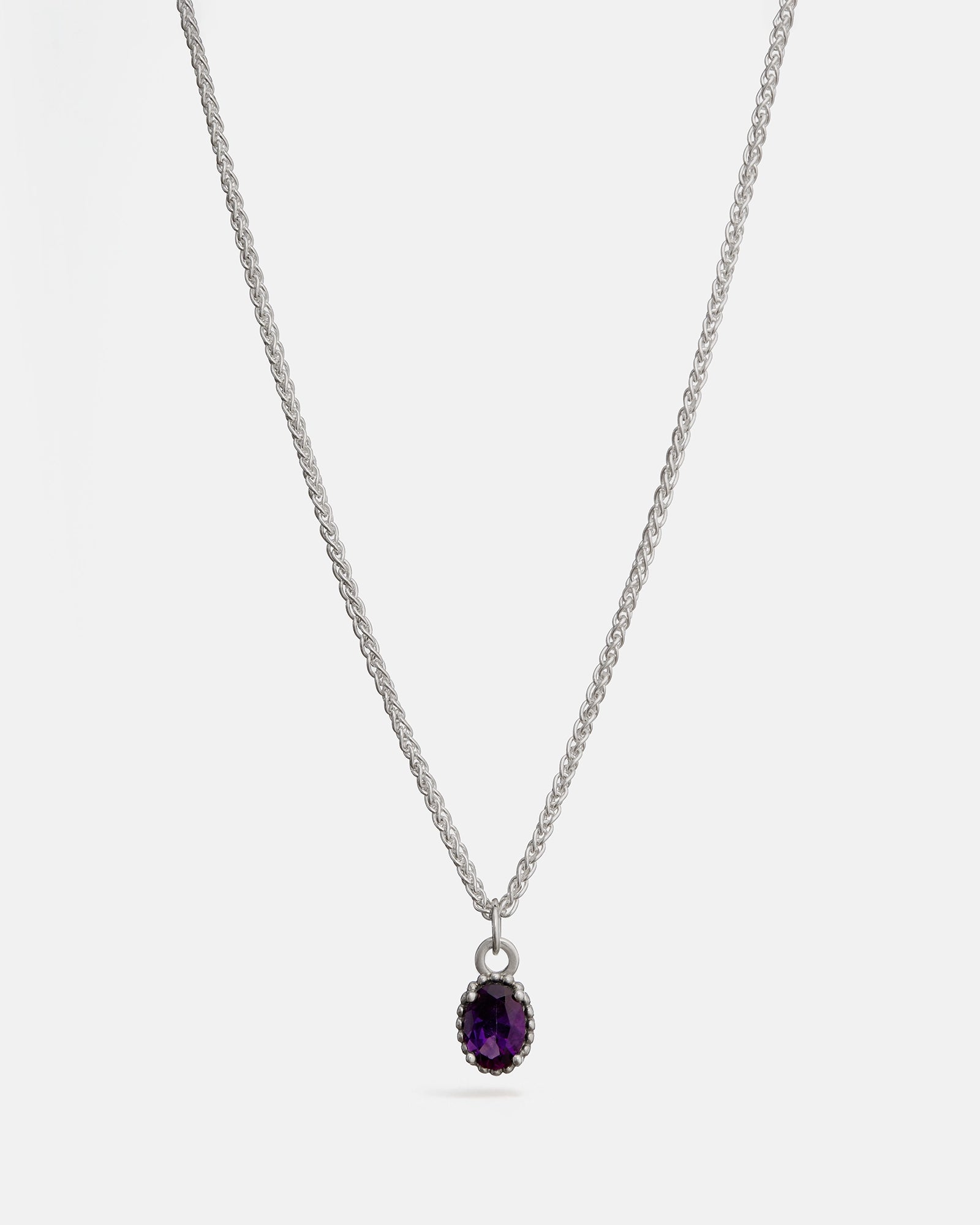 Pendentif Ovale Galatée en Argent avec Améthyste