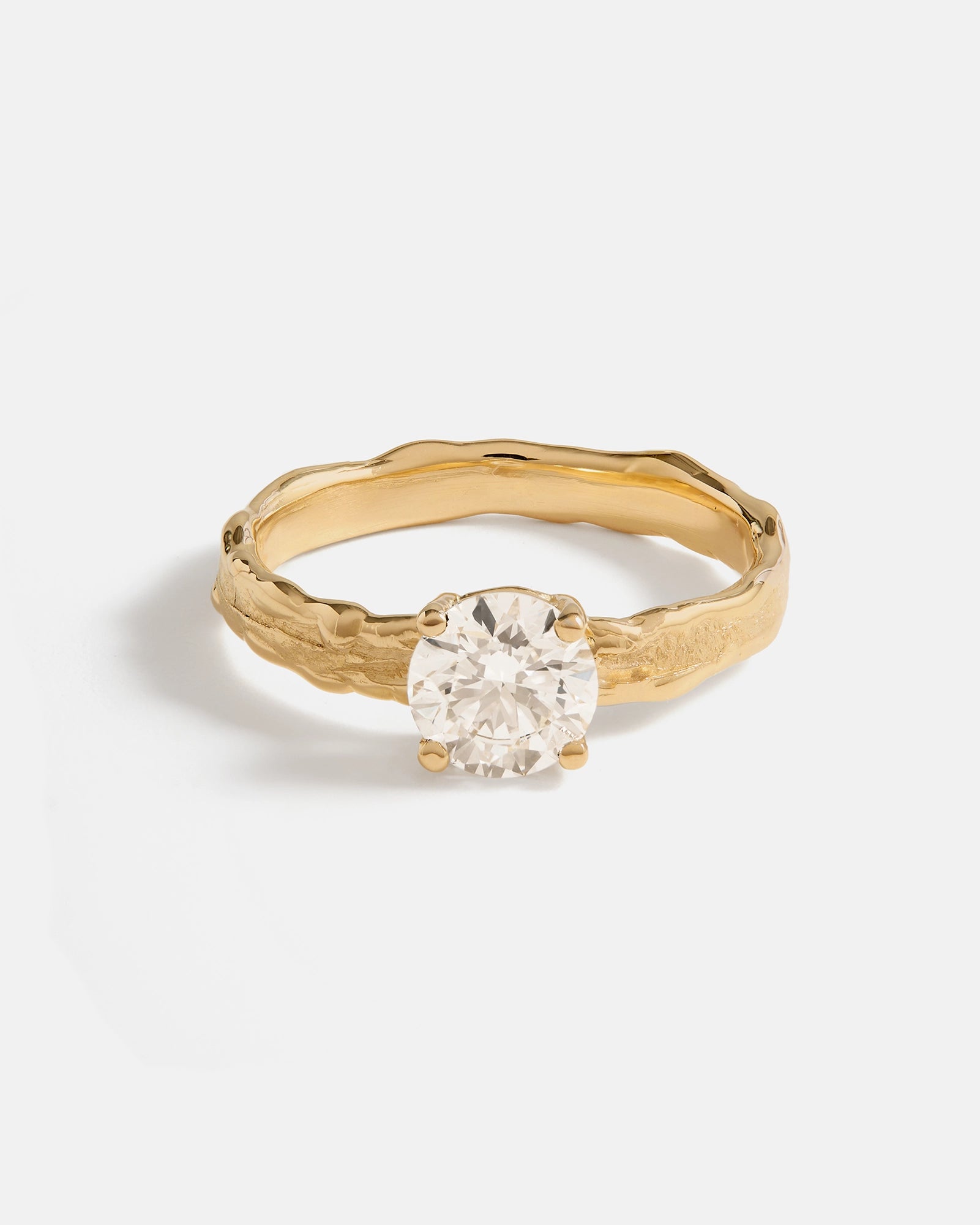 Bague Forge Fine en Or 14k Fairmined avec Diamant de laboratoire de 6mm
