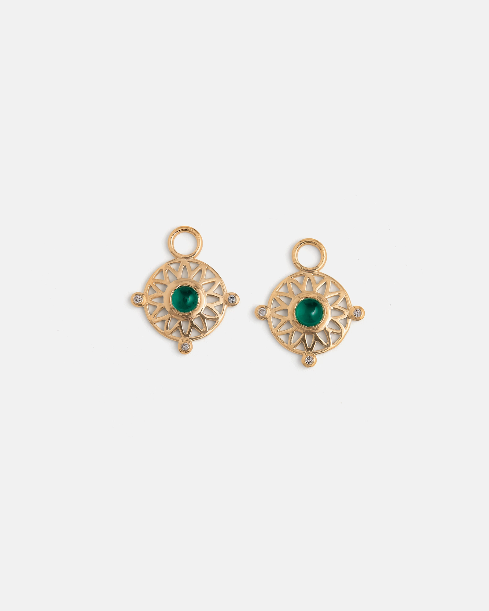 Pendentifs Talisman en Or Jaune 14k avec Émeraudes et Diamants de Laboratoire