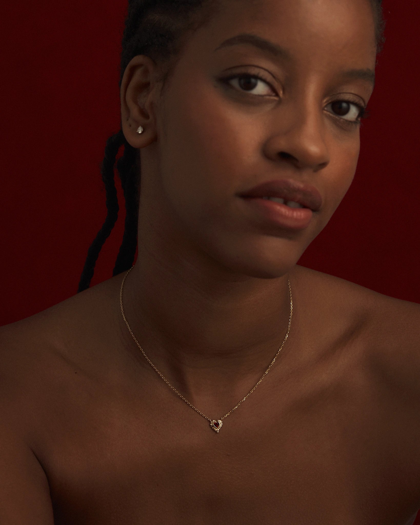 Collier Coup de Foudre en Or 14k avec Grenat