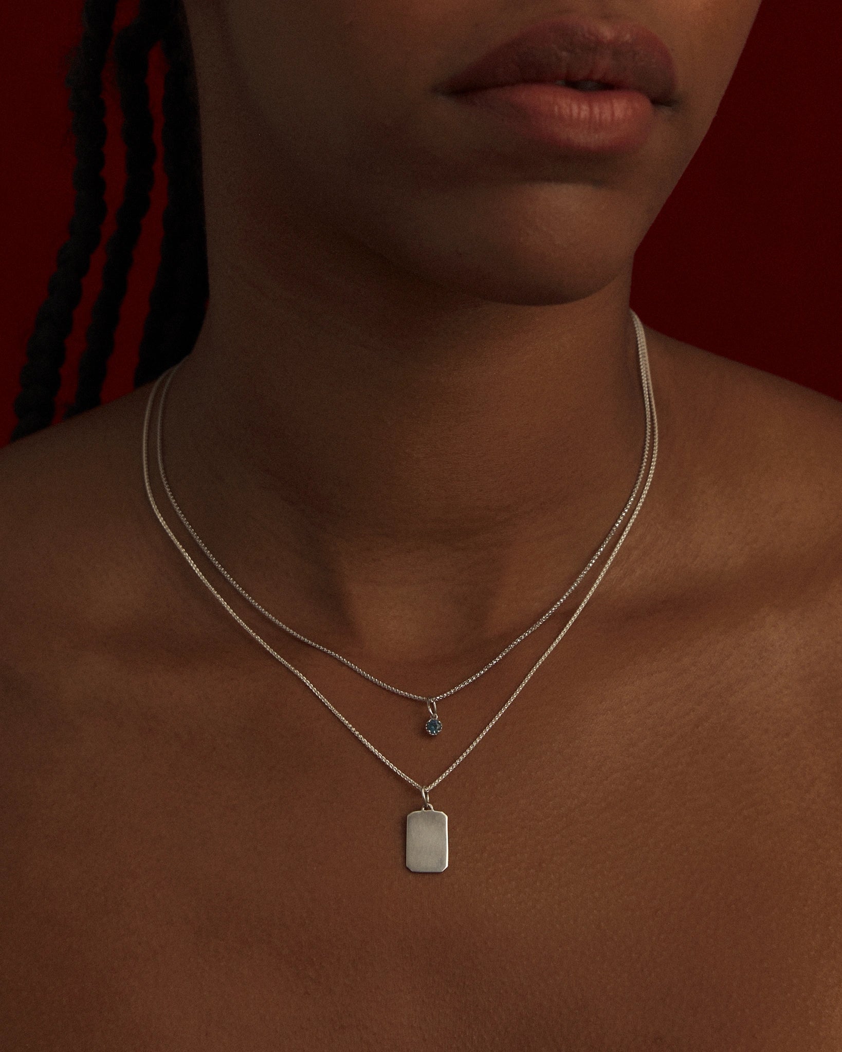 Pendentif Rectangulaire Memento en Argent