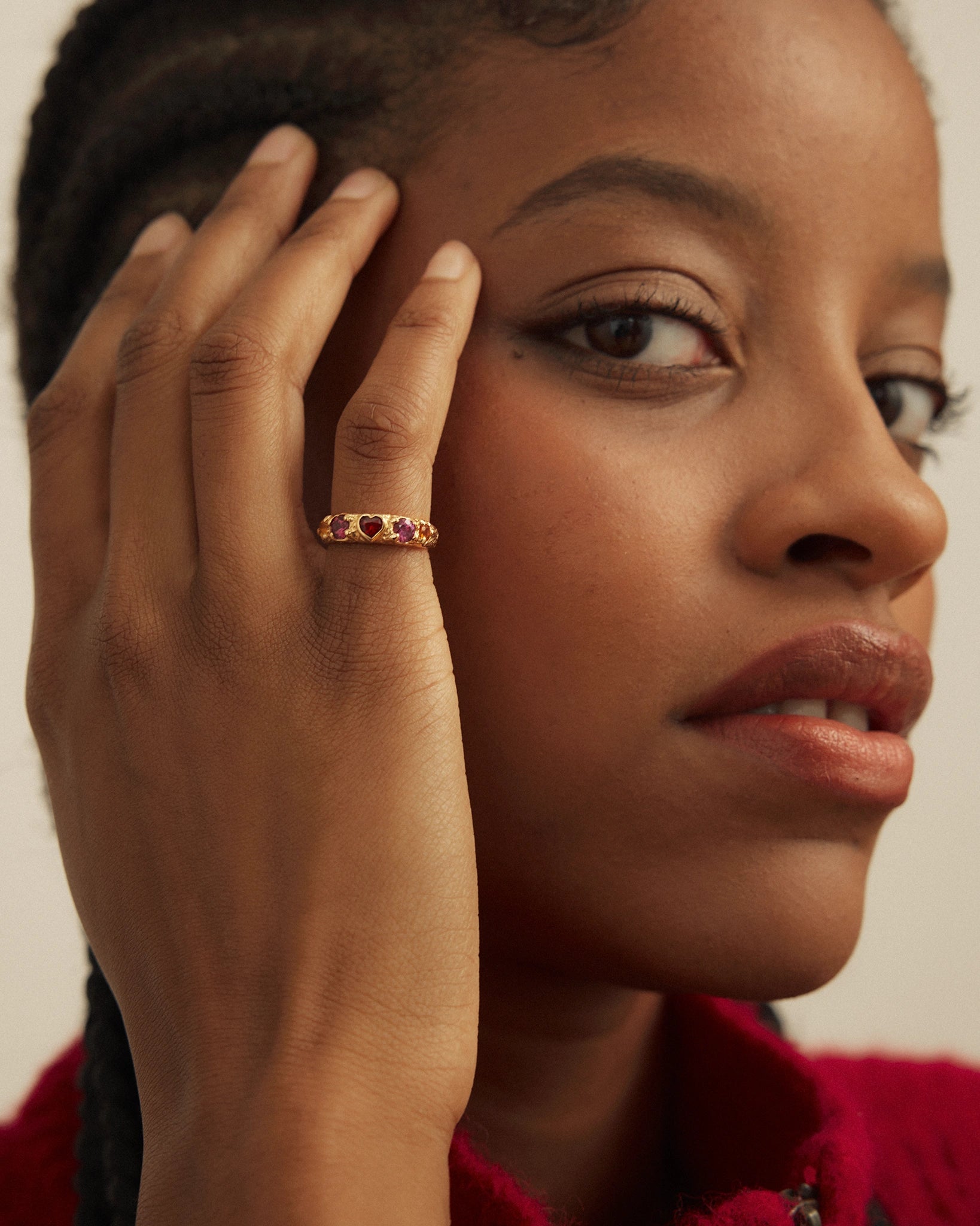 Bague Coup de Foudre en Or 14k avec Grenat, Rubis et Citrines