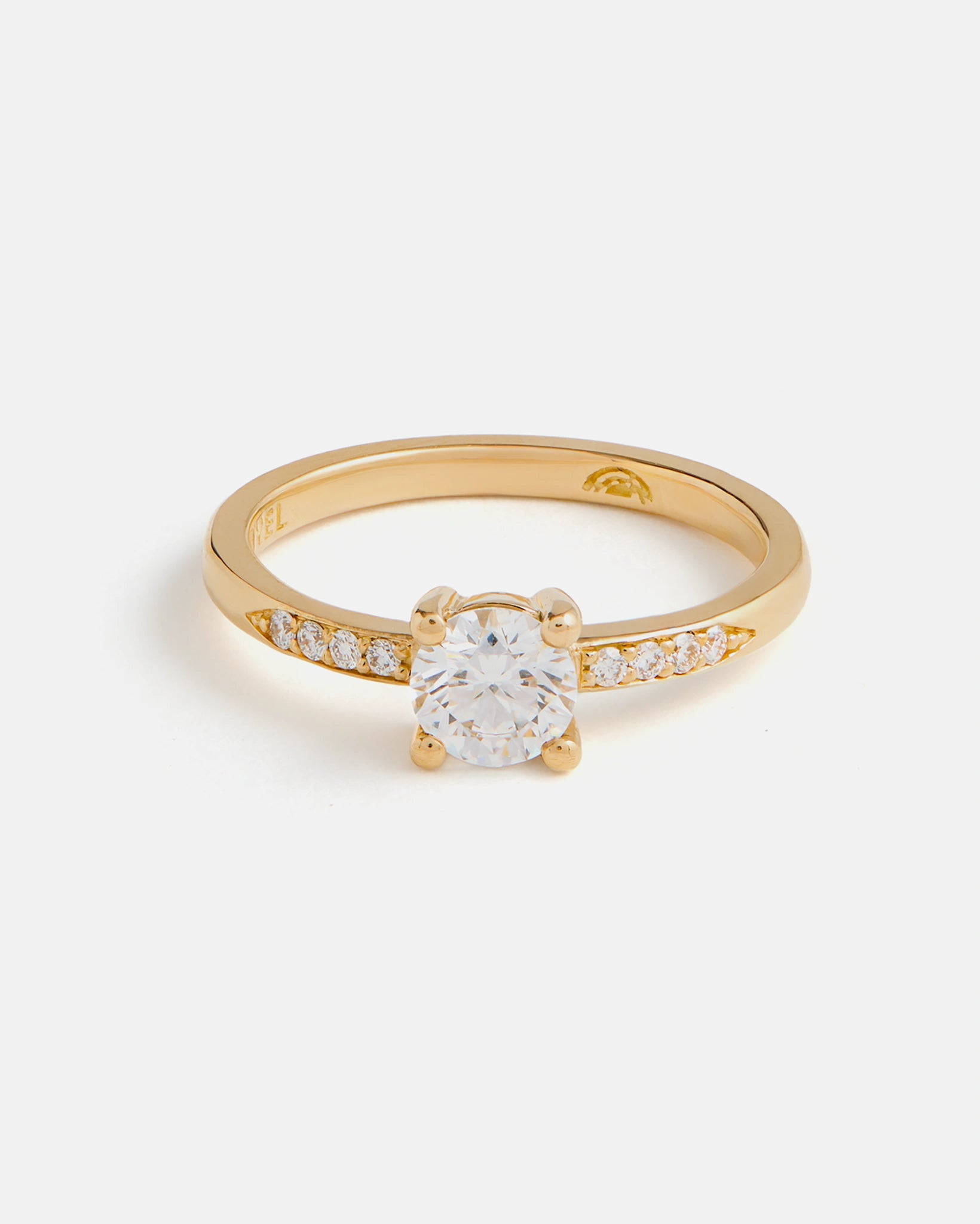 Solitaire pavé en or jaune 14K certifié Fairmined avec diamants de laboratoire