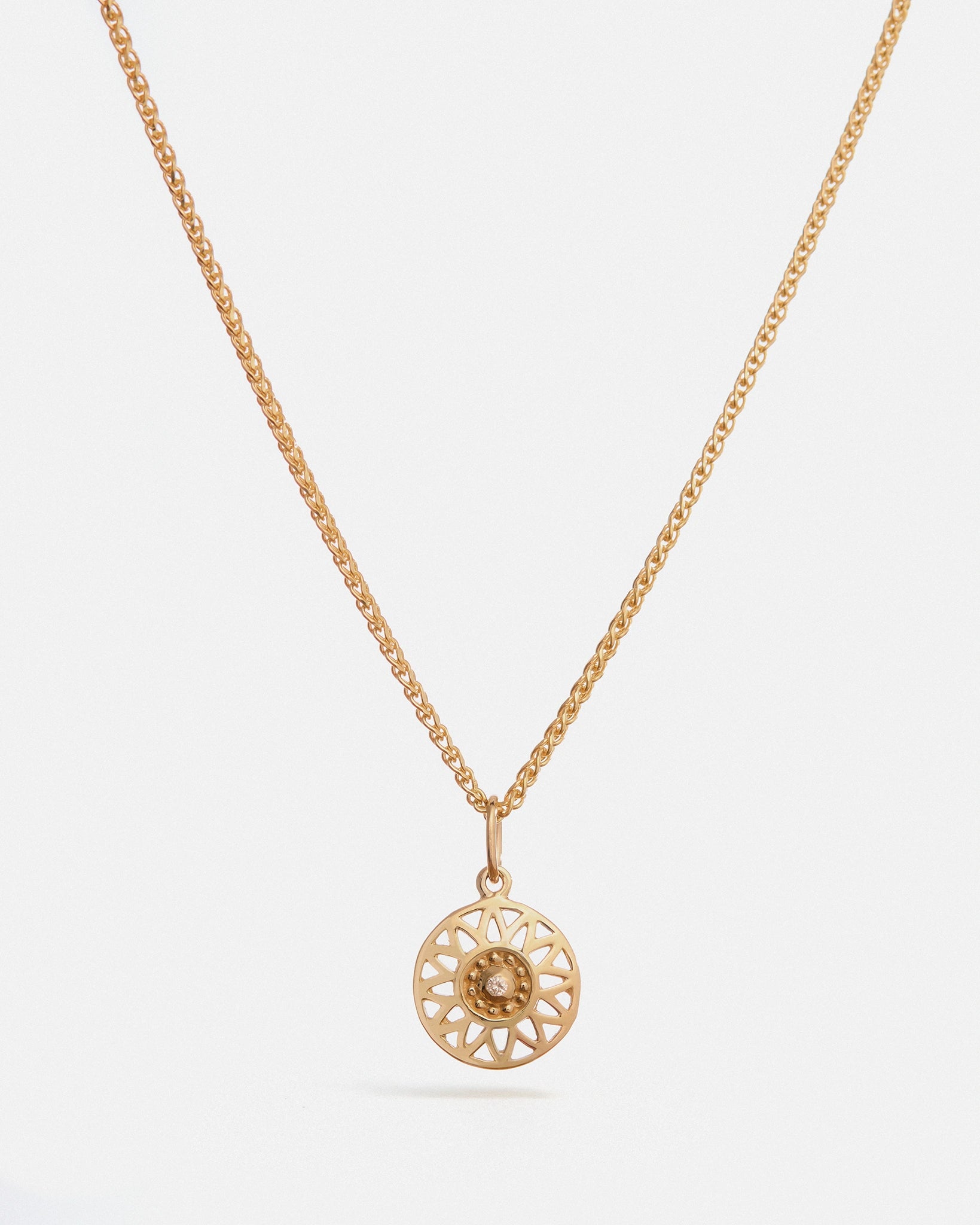 Pendentif Hélios en Or 14k avec Diamant de Laboratoire