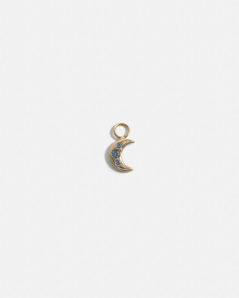 Breloque Lune pour Anneaux en Or 14K avec Saphirs