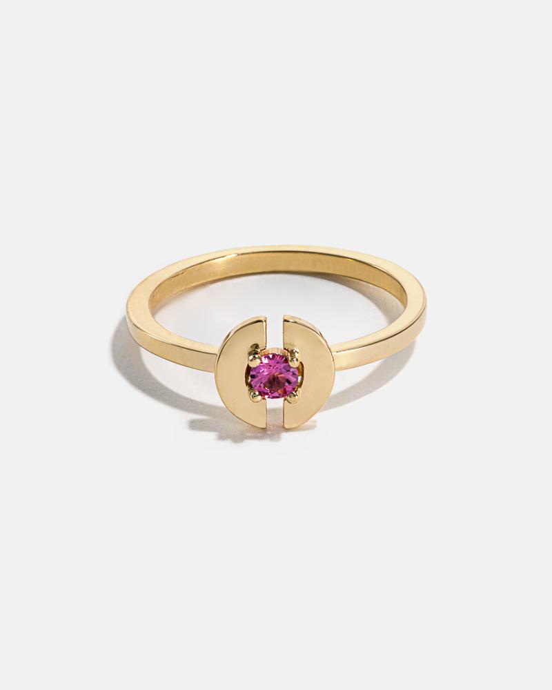 Bague Stein en Or Jaune 14k avec Tourmaline Rose