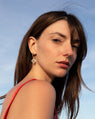 Boucles d'Oreilles Talisman en Or Jaune 14k avec Cornaline et Diamants de Laboratoire