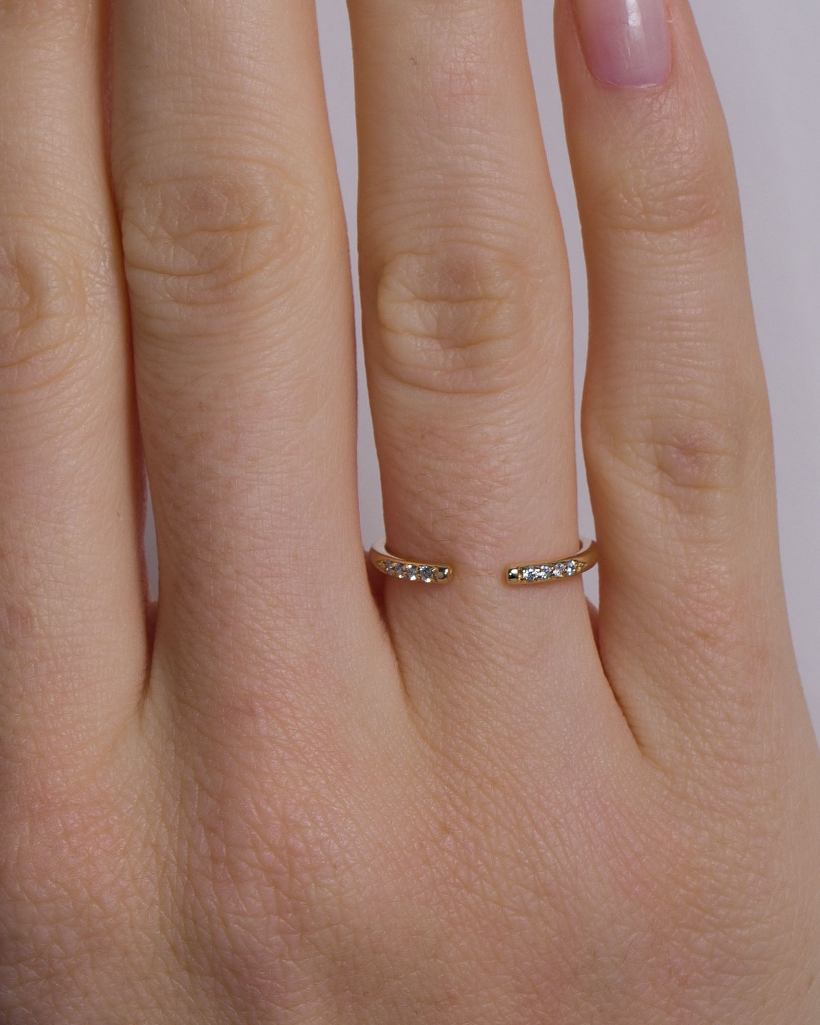 Bague Ouverte Classique en Or Jaune 14k avec Pierres de Naissance