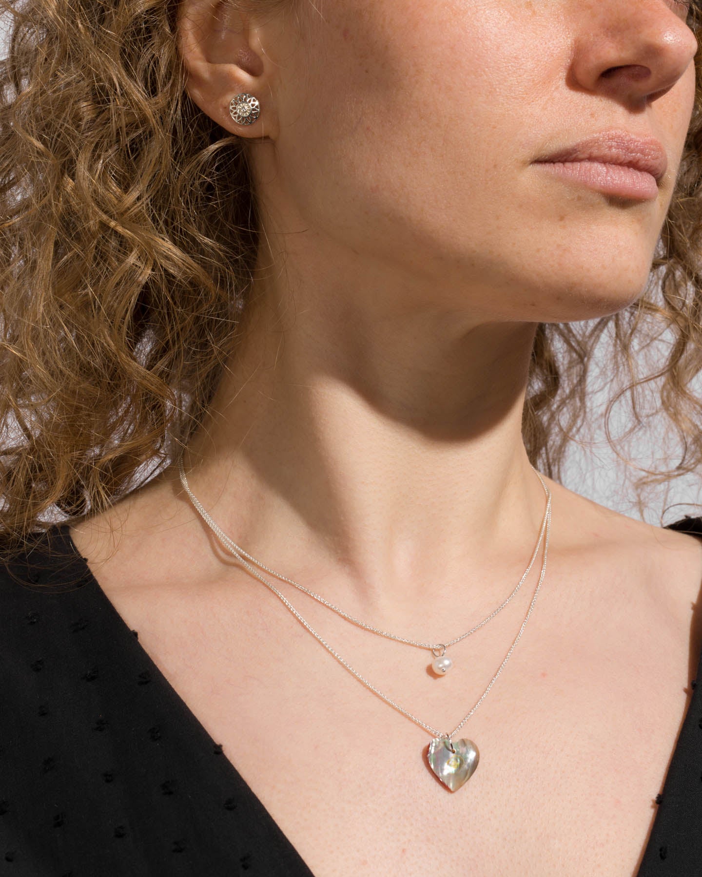 Pendentif Pom-pom en Argent et Perle Blanche