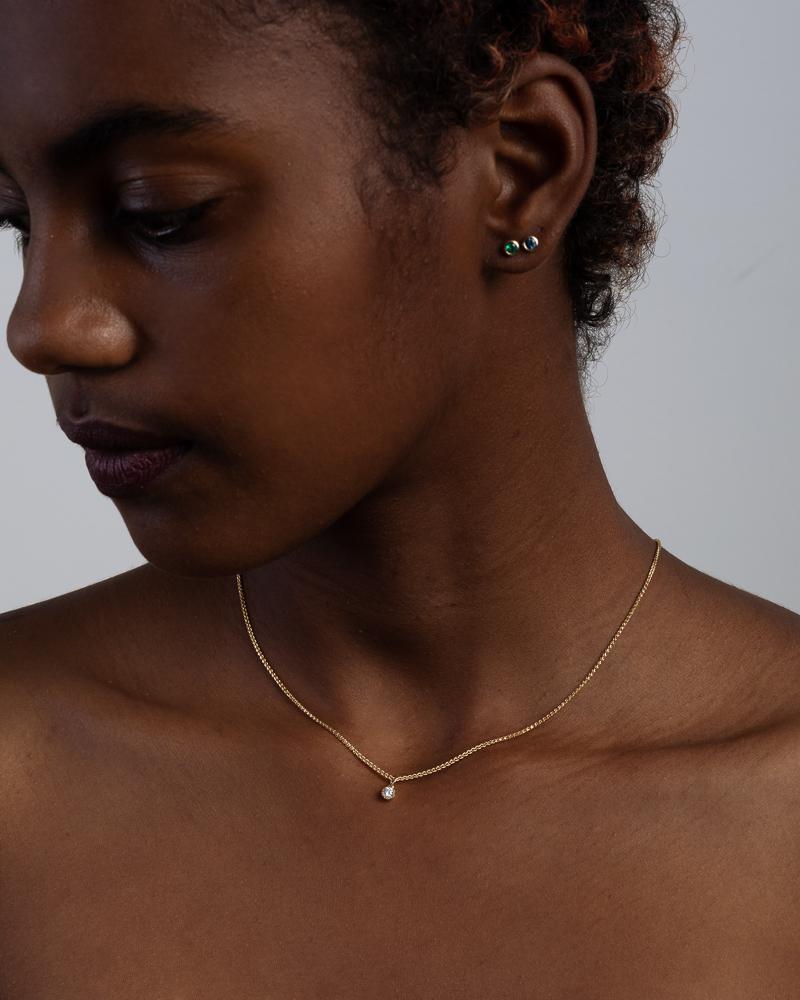 Pendentif Origines en Or Jaune 14k avec Pierre de Naissance Éthique