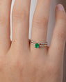 Bague Ouverte Classique en Or Blanc 14k avec Pierres de Naissance Éthiques