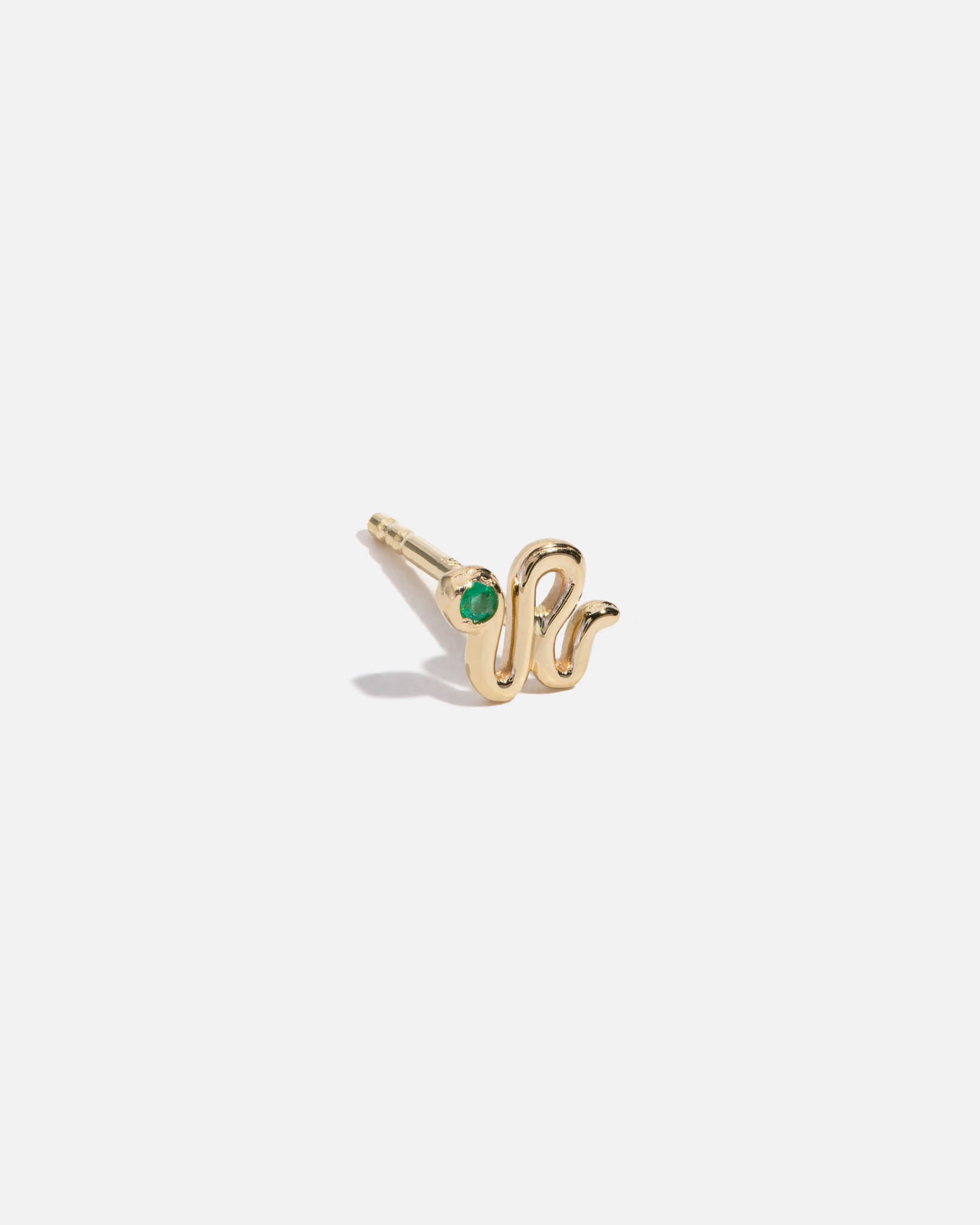 Boucle d'Oreille Serpent en Or Jaune 14k avec une émeraude